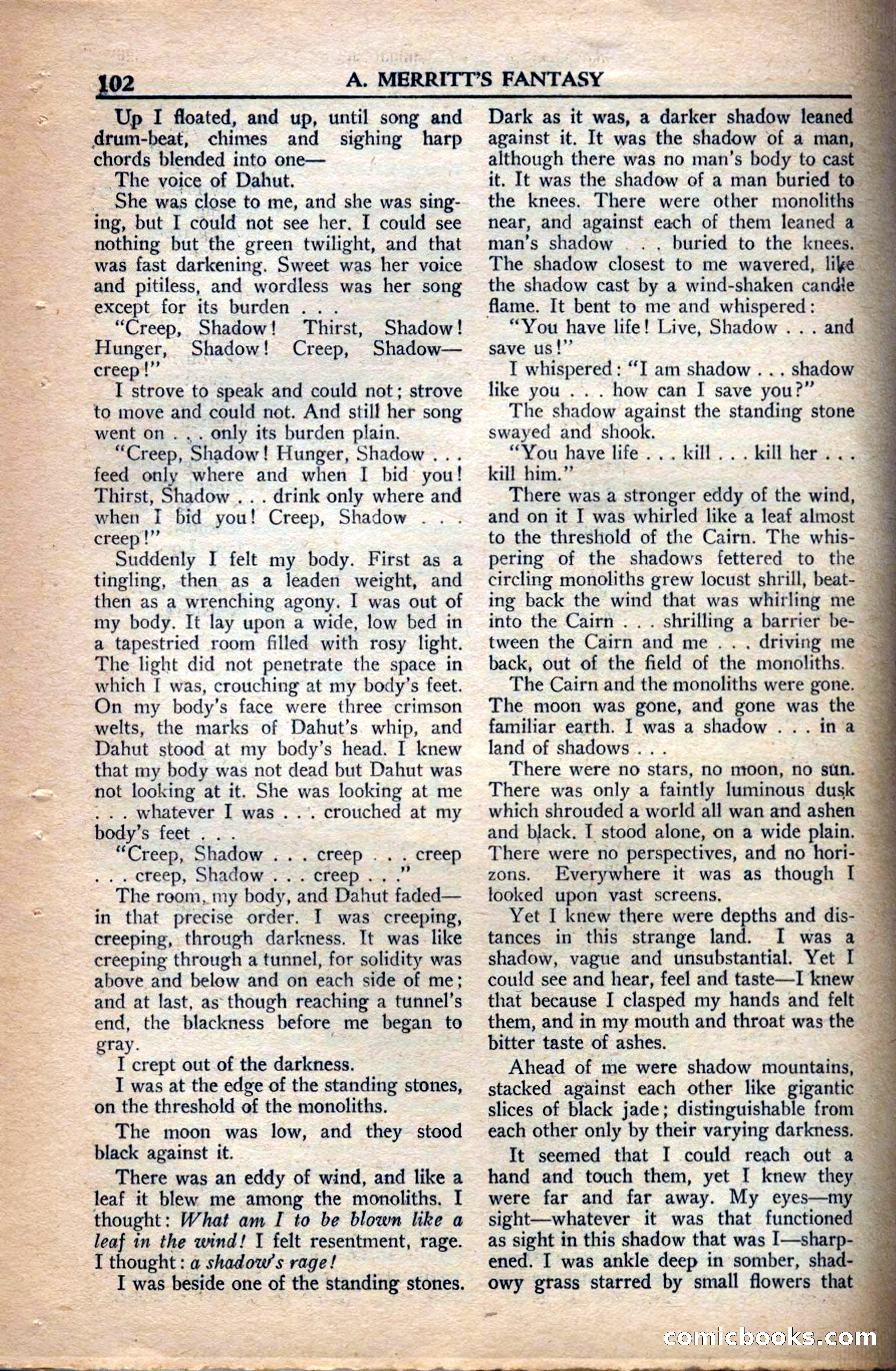 A. Merritt's Fantasy Magazine, December 1949 — page 102 of 133