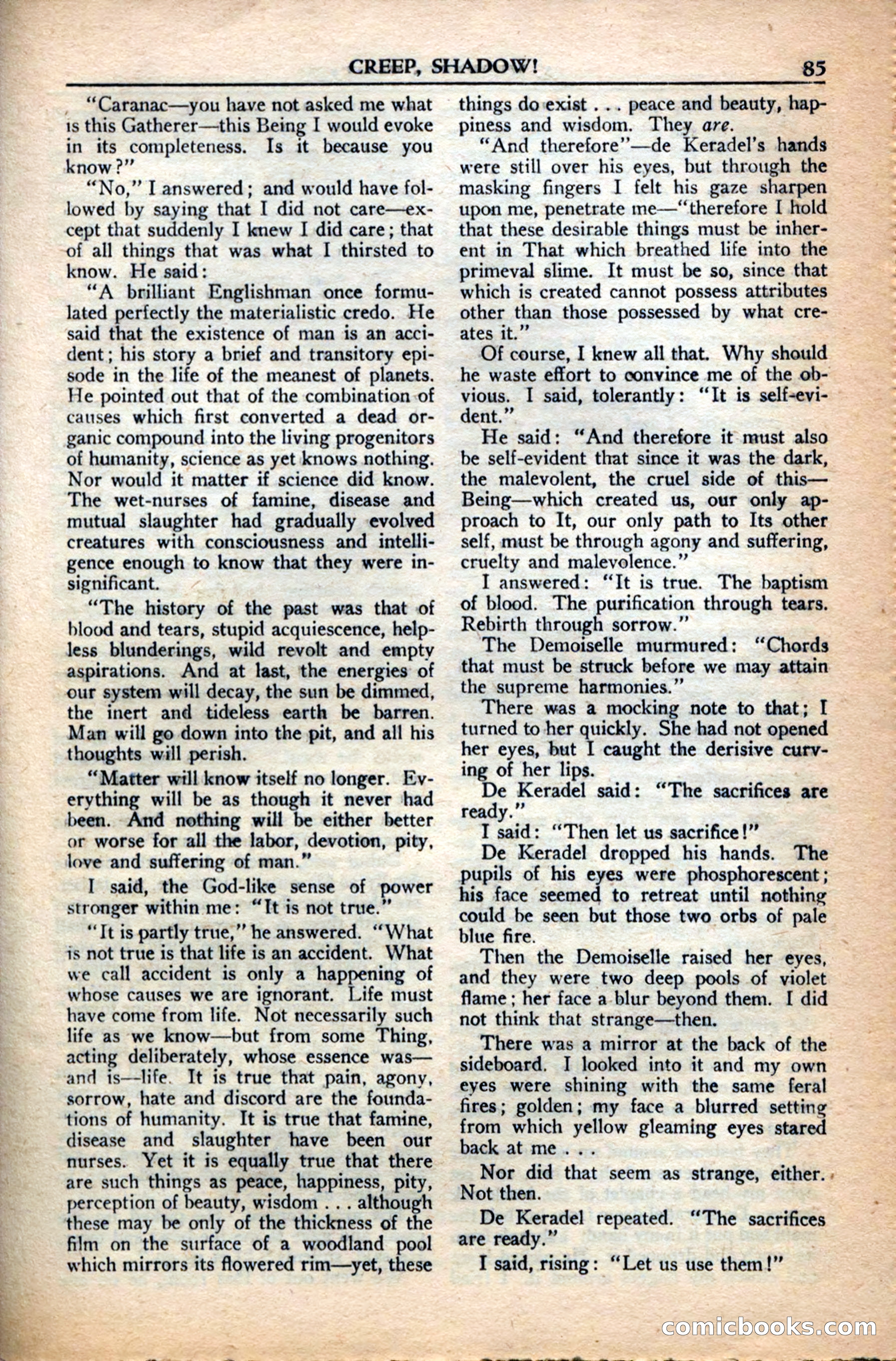 A. Merritt's Fantasy Magazine, December 1949 — page 85 of 132