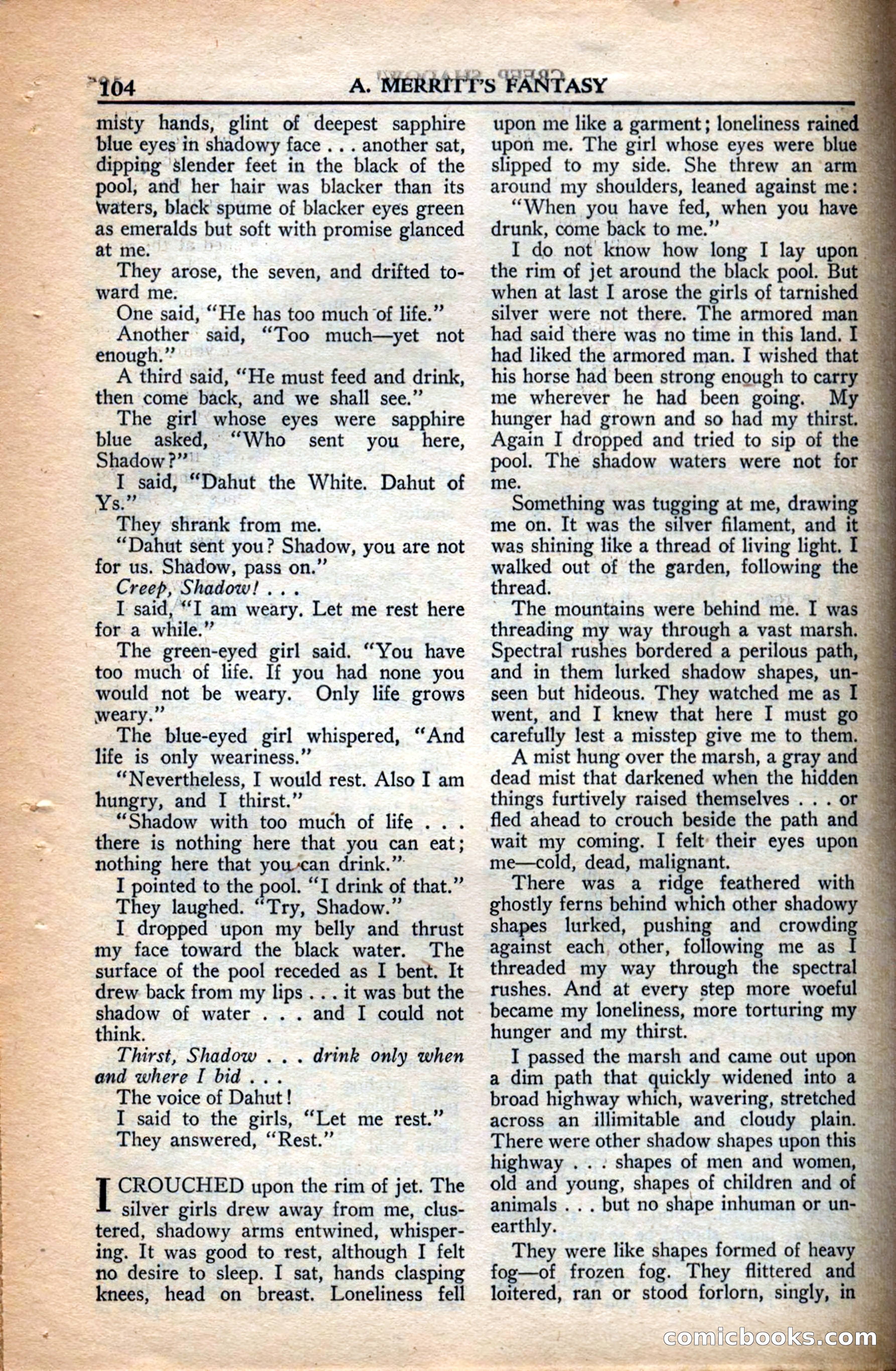 A. Merritt's Fantasy Magazine, December 1949 — page 104 of 132