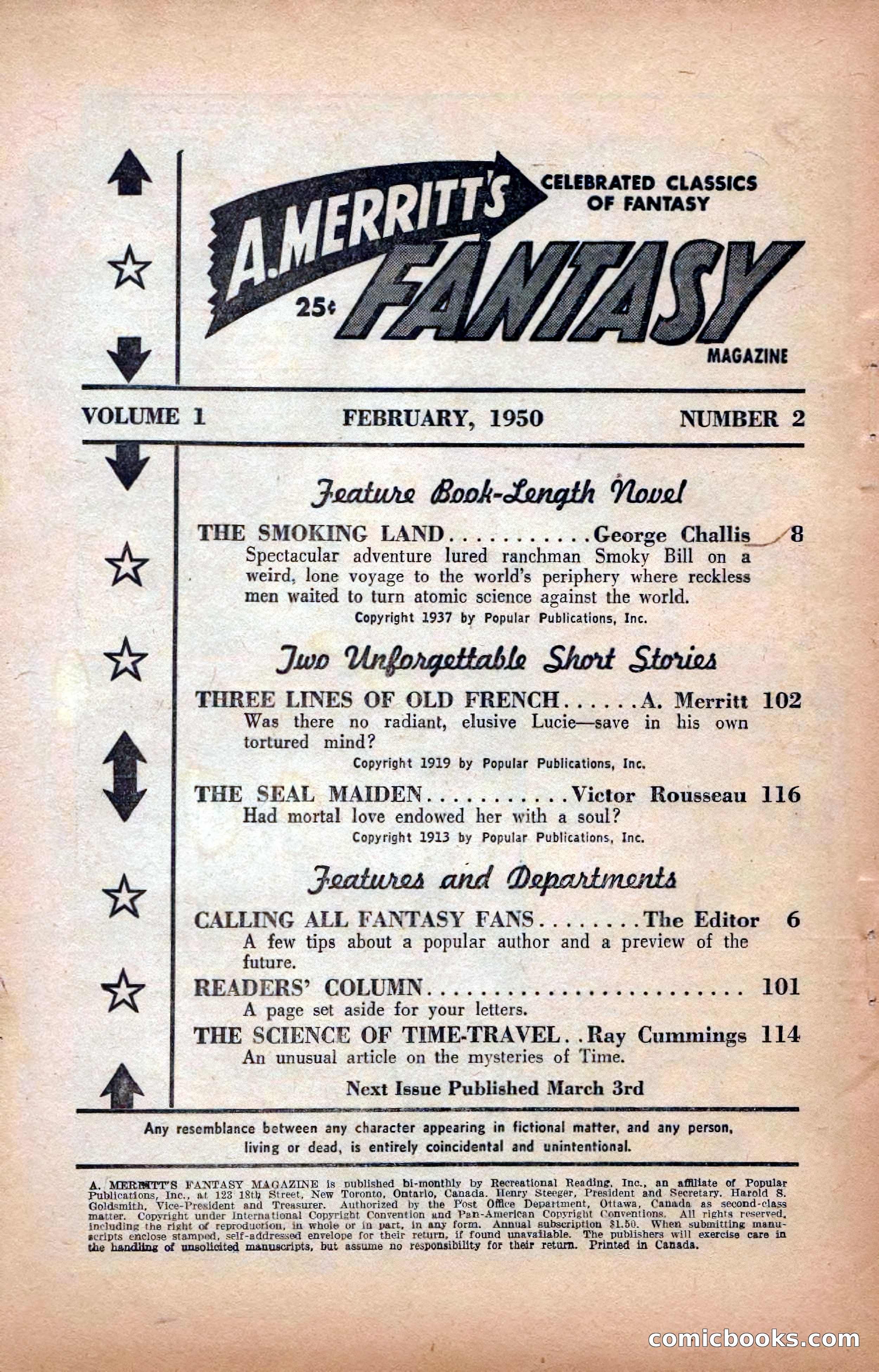 A. Merritt's Fantasy Magazine, February 1950 — page 4 of 134