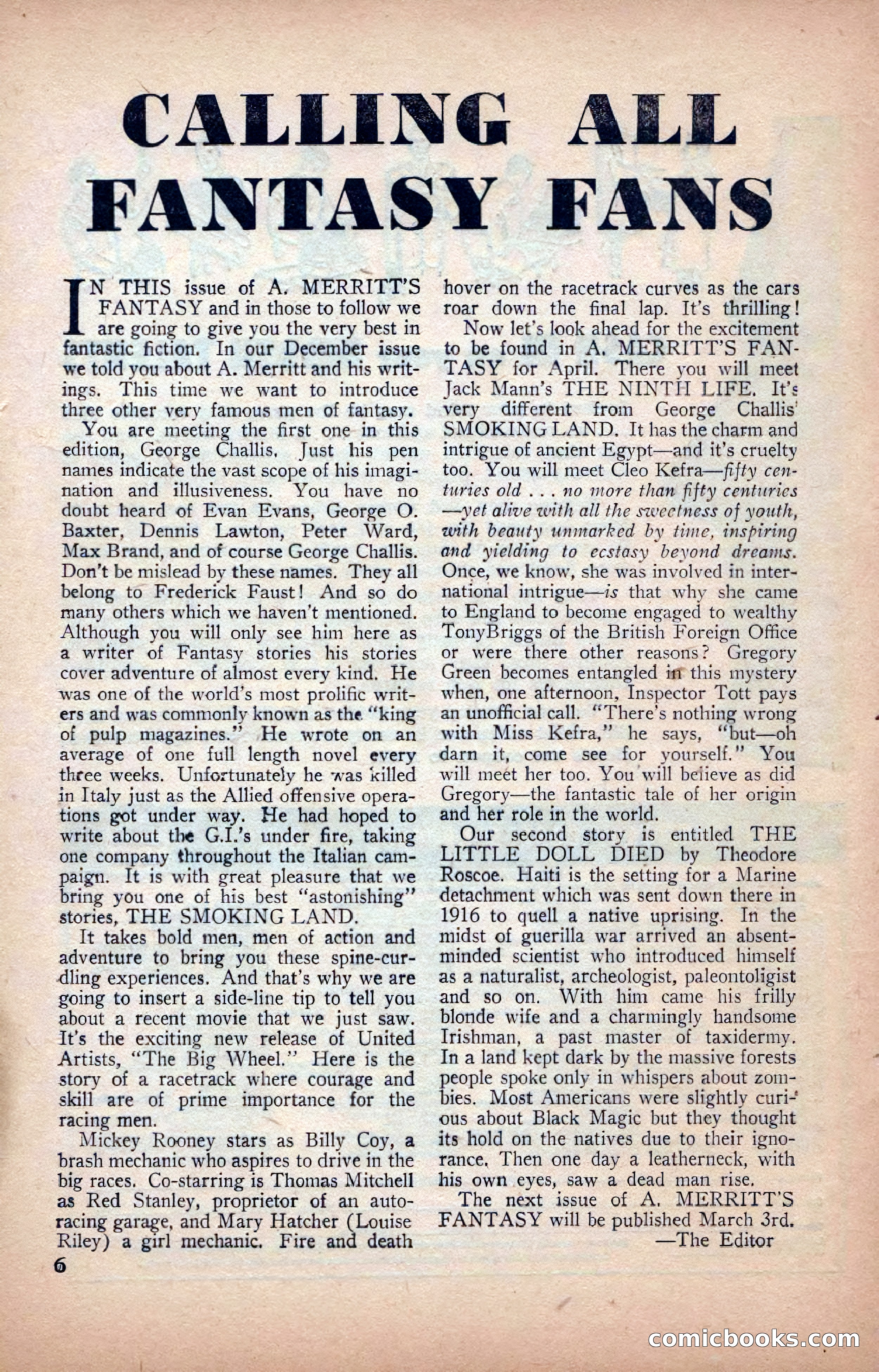 A. Merritt's Fantasy Magazine, February 1950 — page 6 of 134