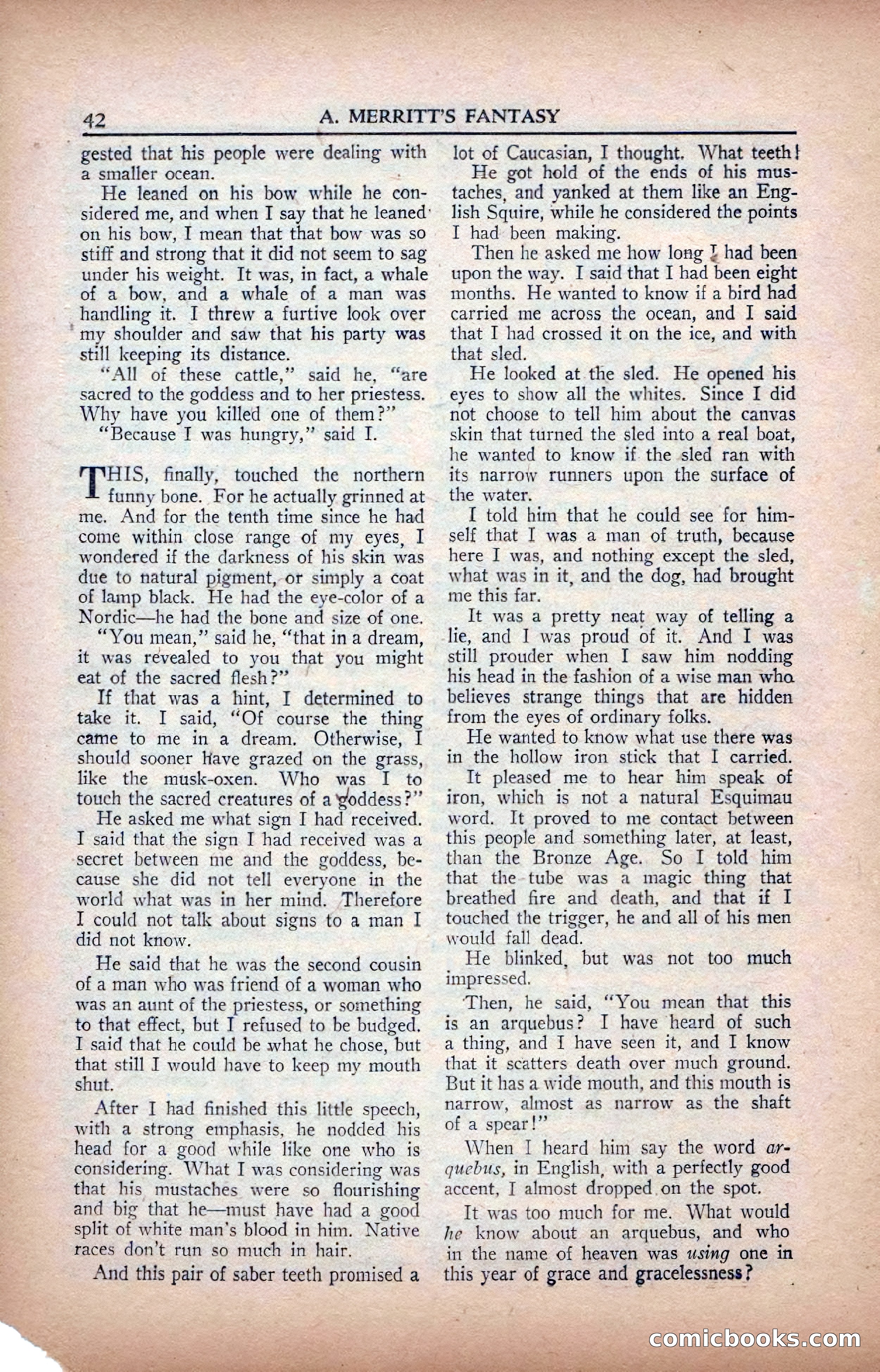 A. Merritt's Fantasy Magazine, February 1950 — page 42 of 134