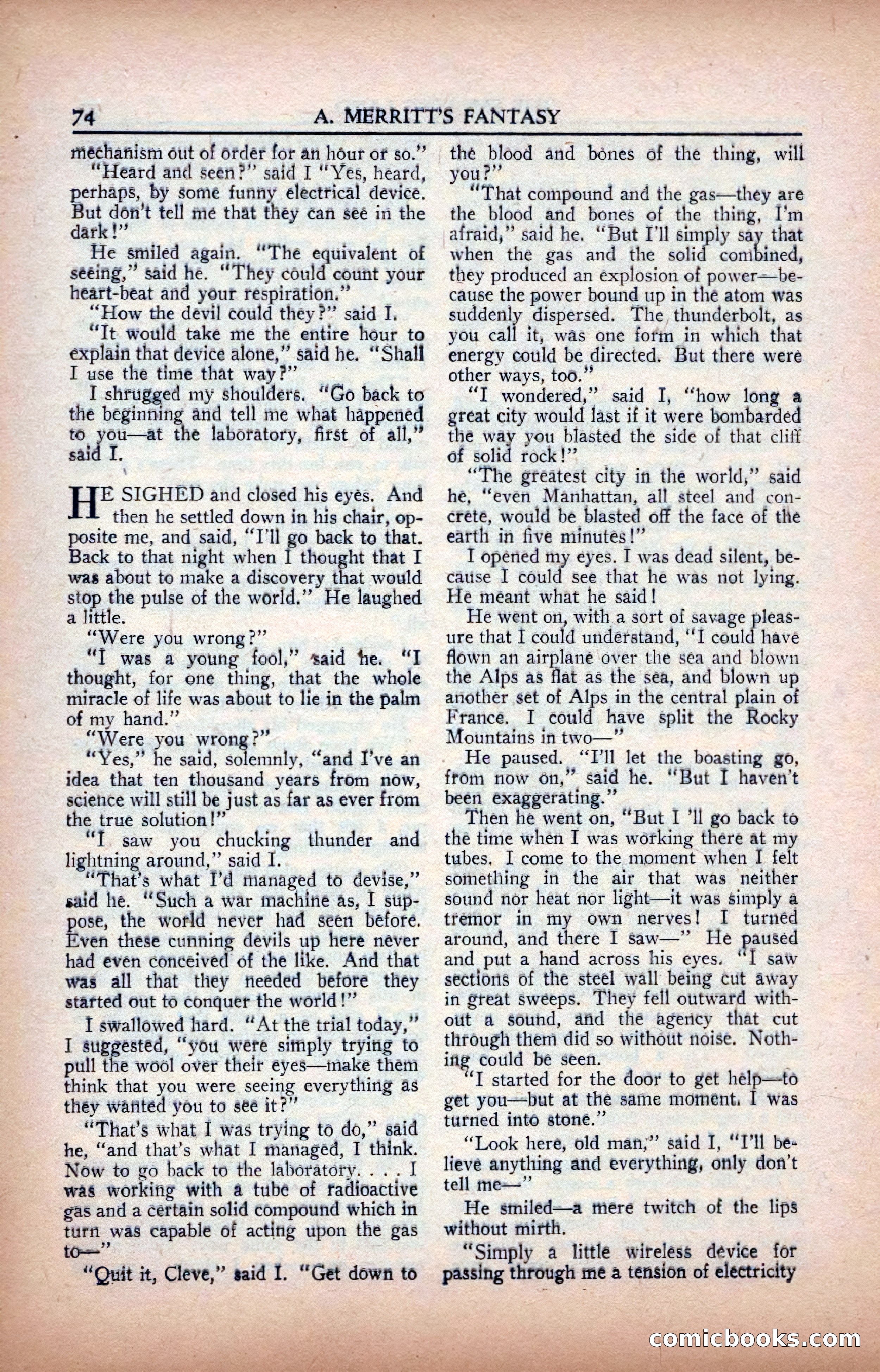 A. Merritt's Fantasy Magazine, February 1950 — page 74 of 134