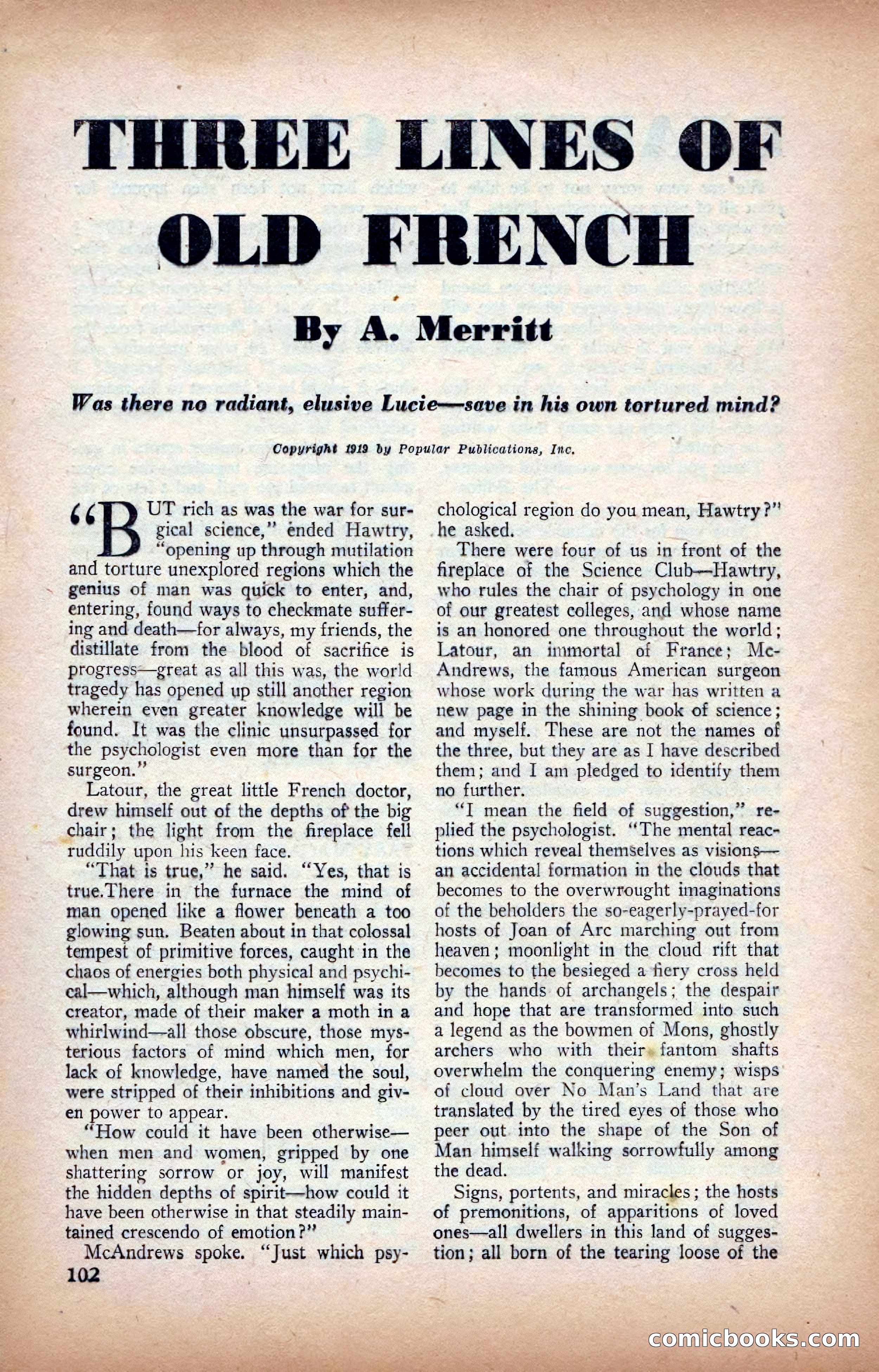 A. Merritt's Fantasy Magazine, February 1950 — page 102 of 134