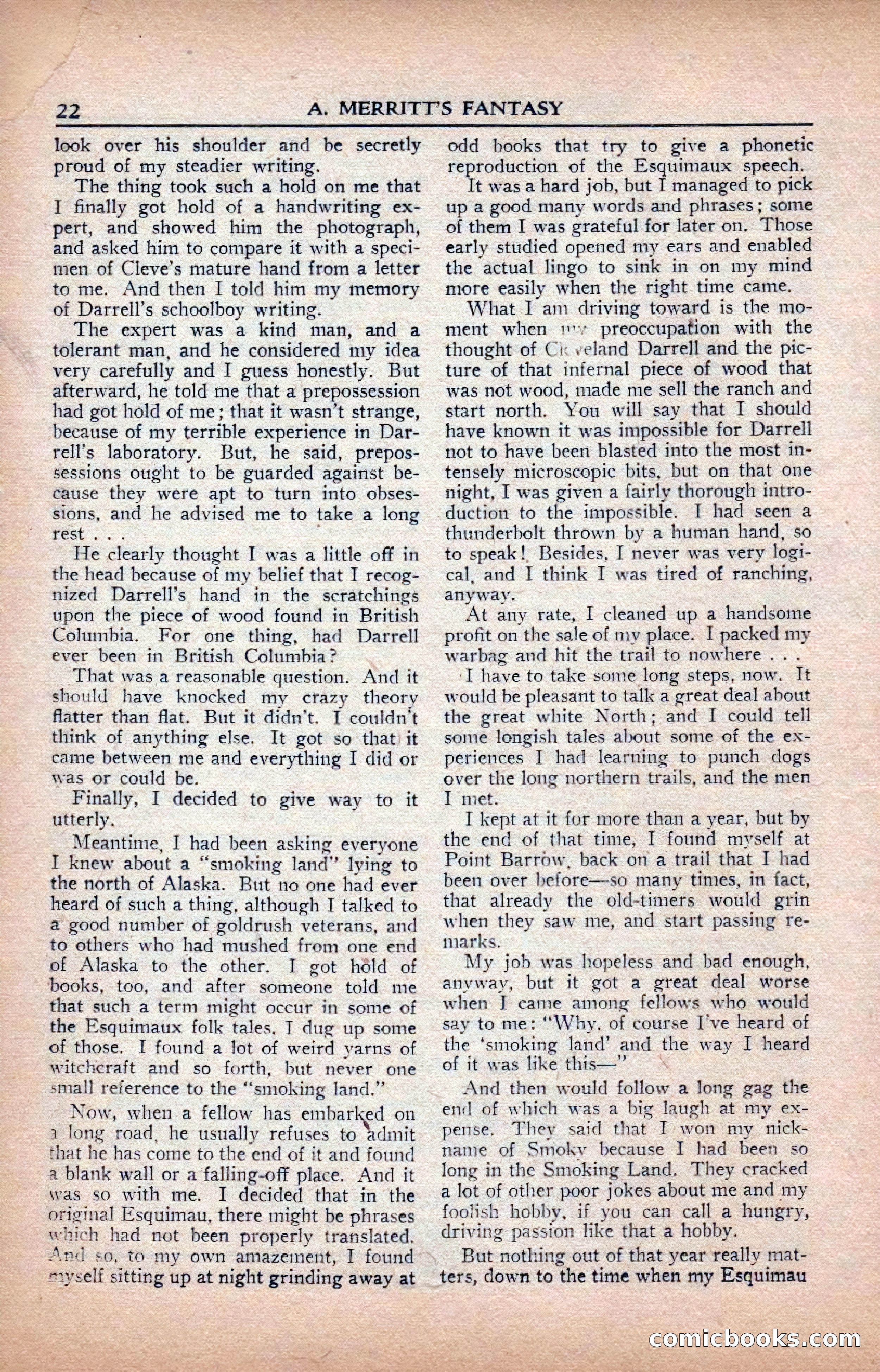 A. Merritt's Fantasy Magazine, February 1950 — page 22 of 133