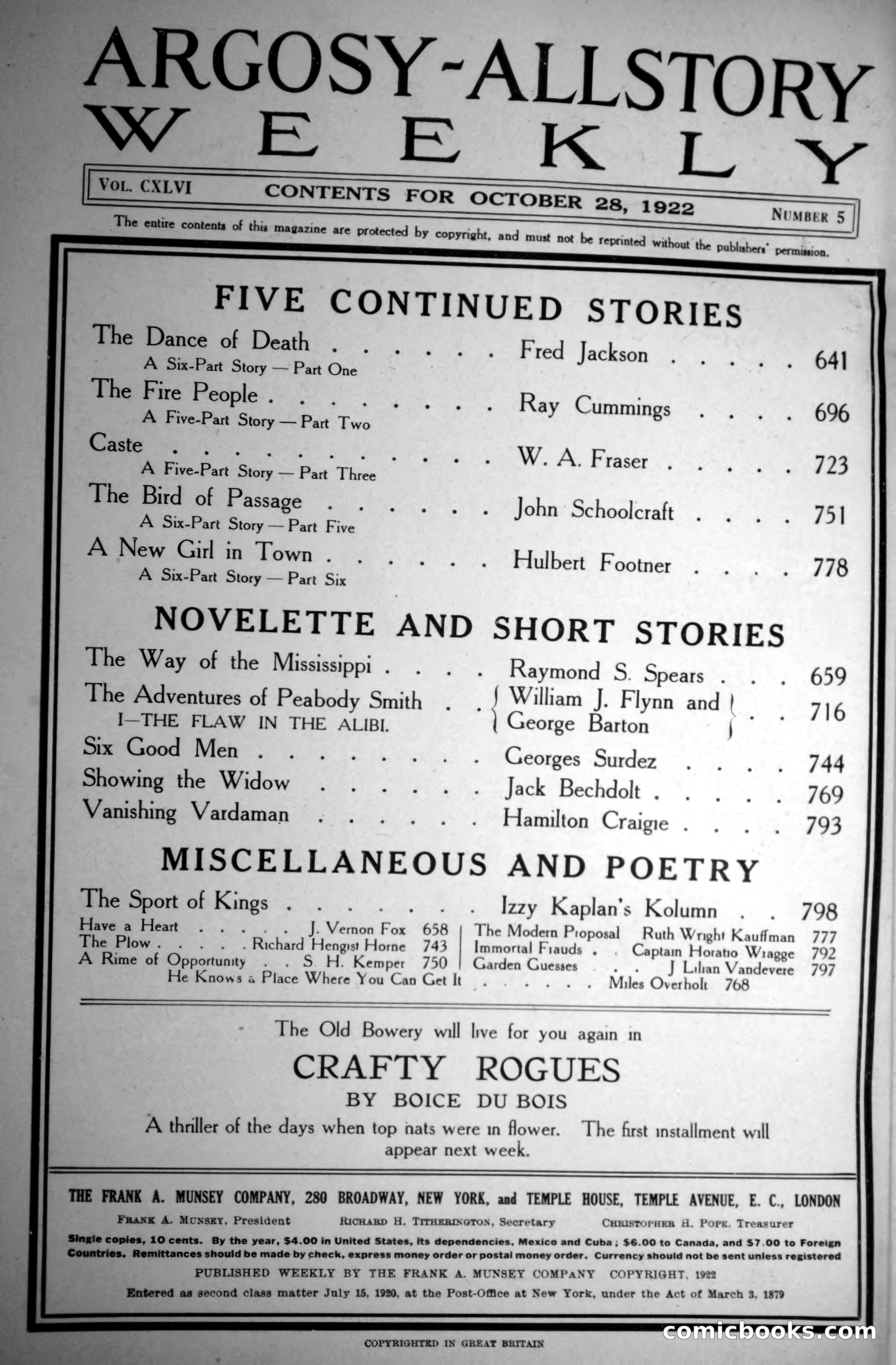 Argosy All-Story Weekly, October 28, 1922 — page 4 of 176