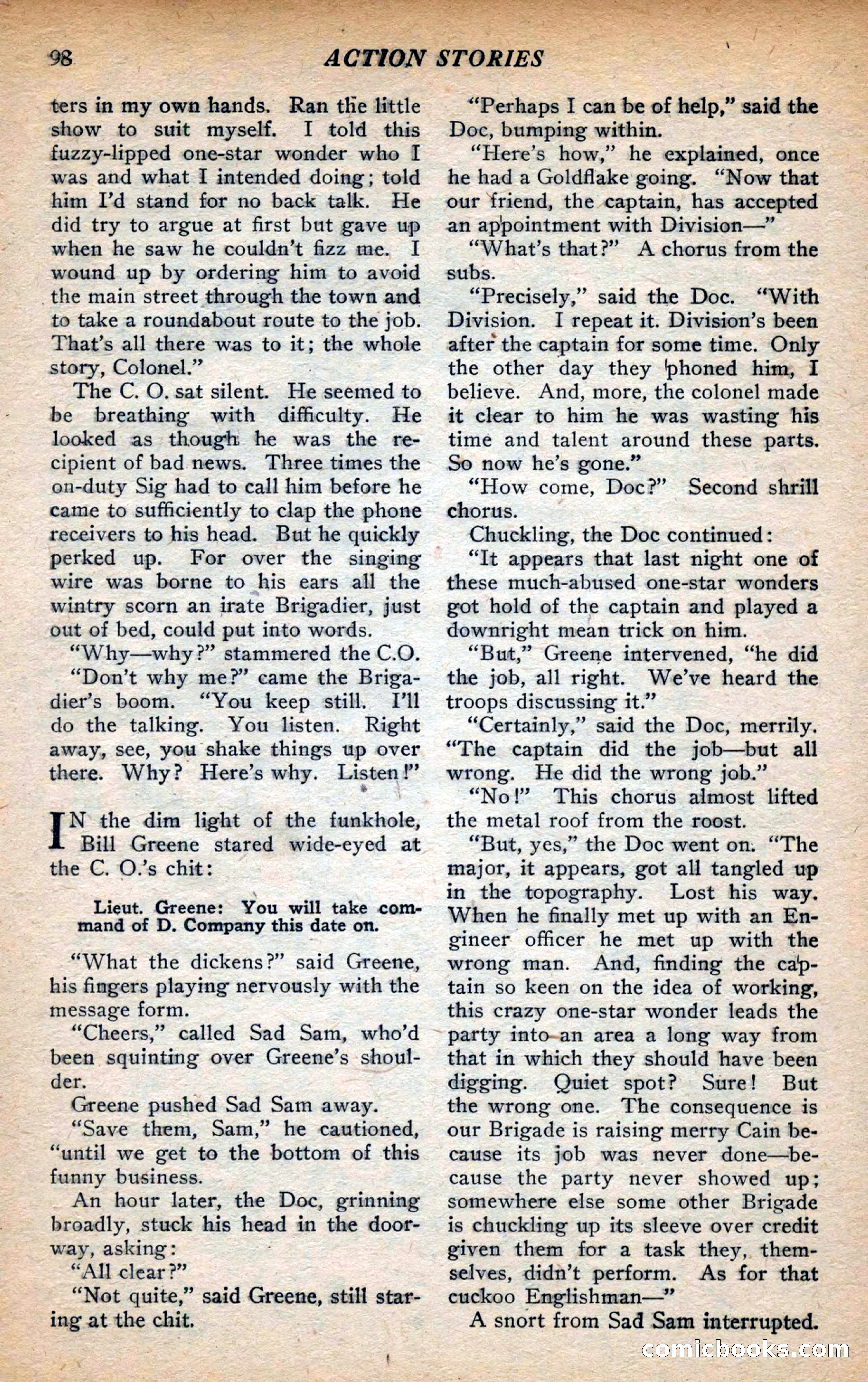 Action Stories, September 1926 — page 106 of 148