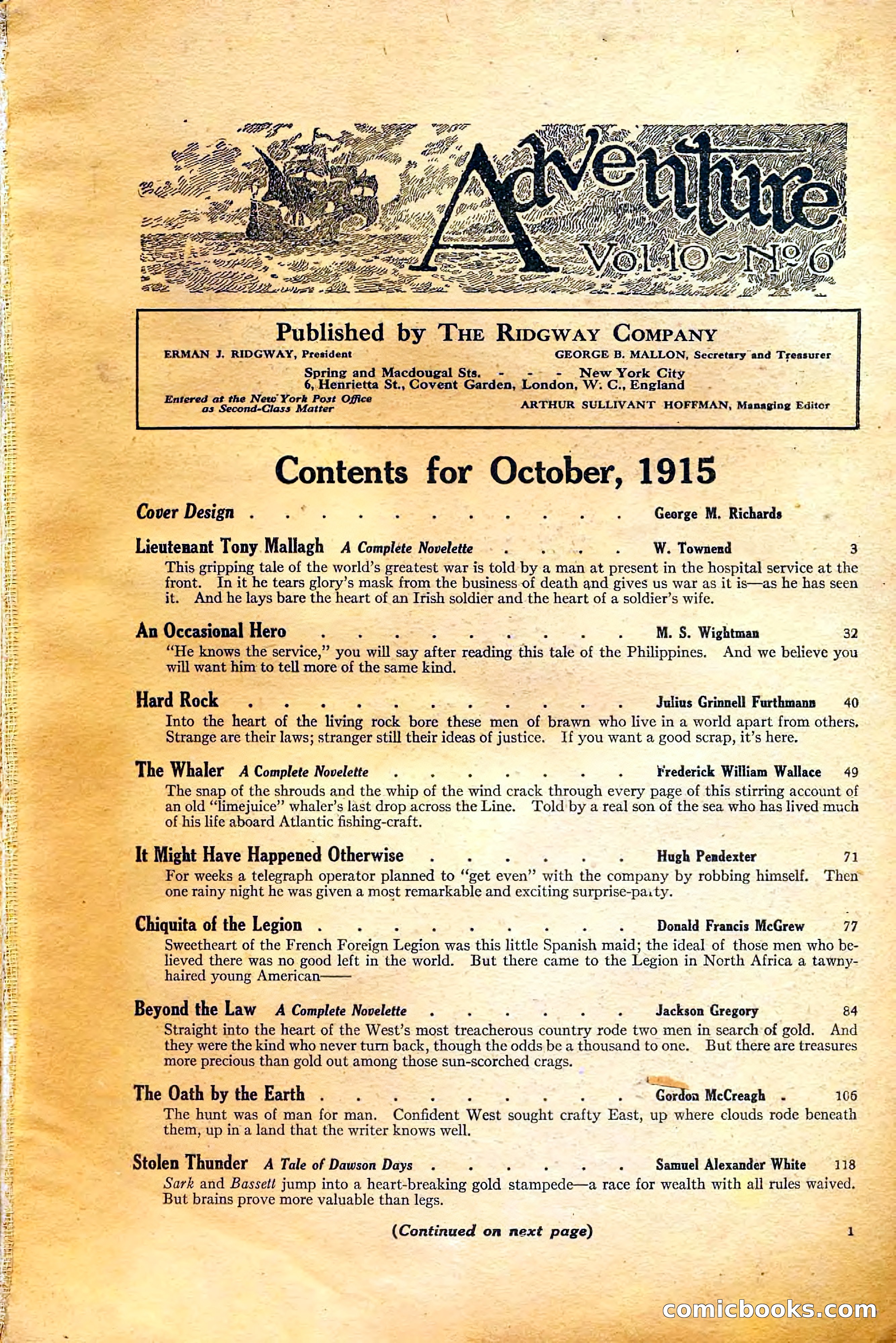 Adventure Magazine, October 1915 — page 3 of 228
