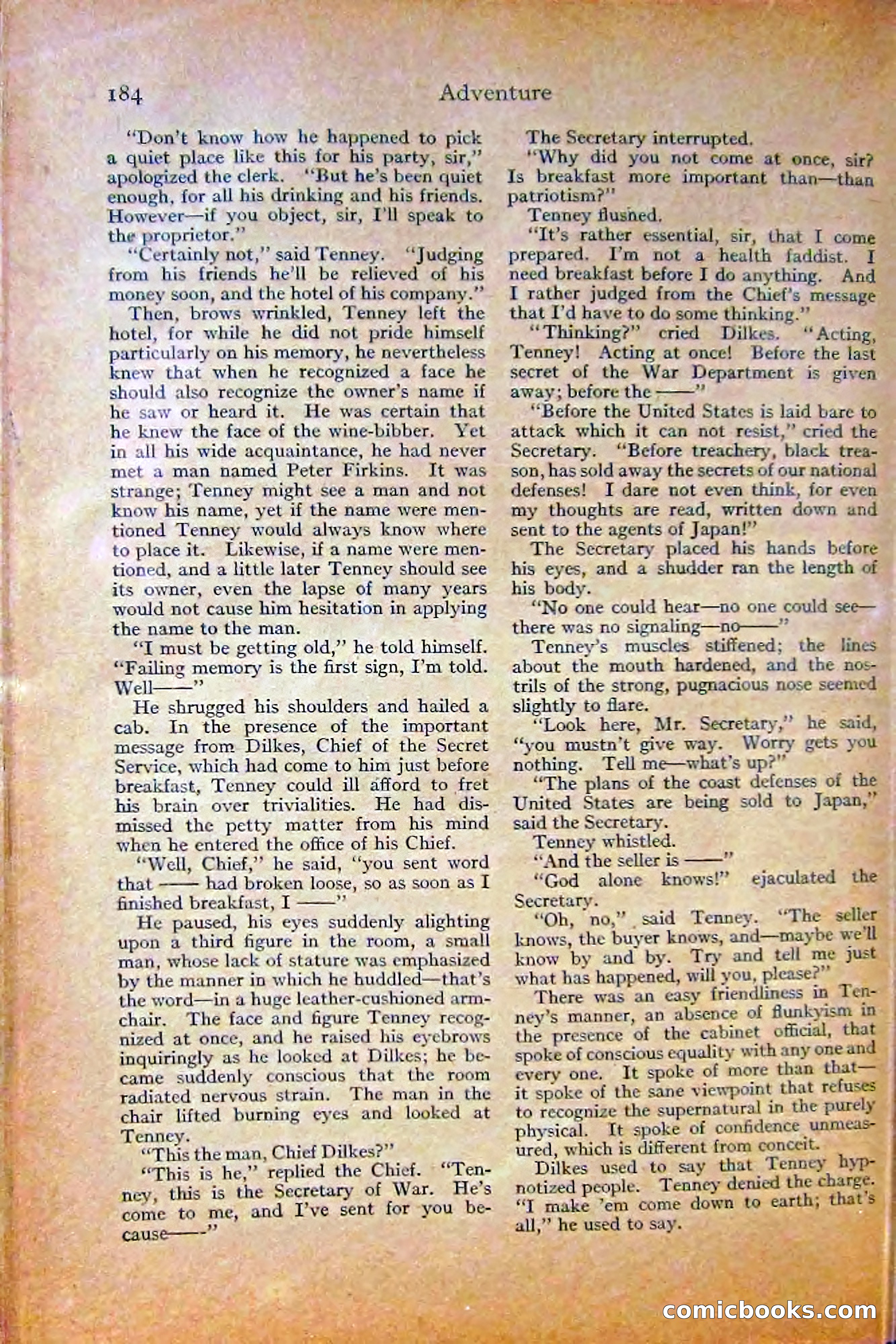 Adventure Magazine, October 1915 — page 186 of 228