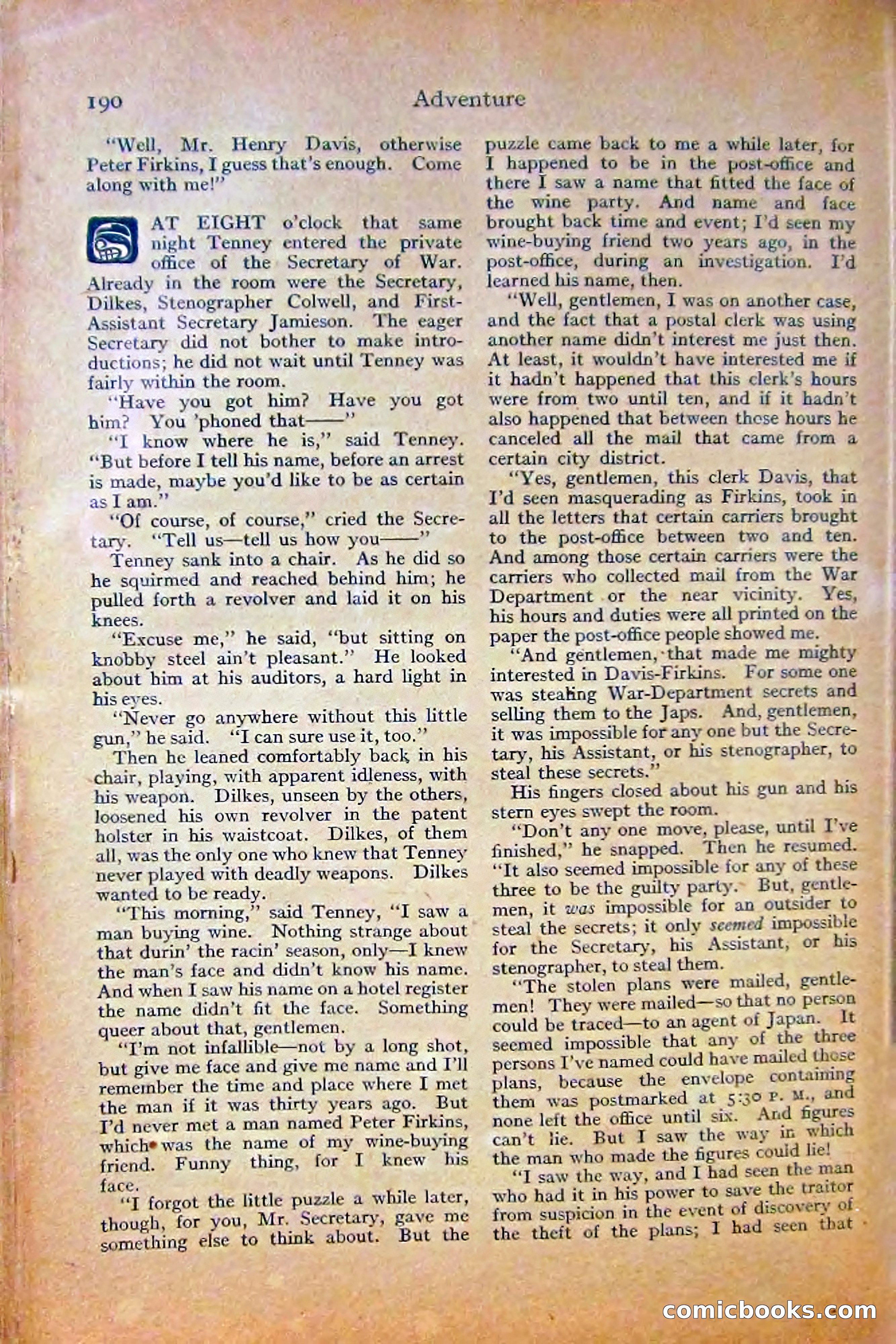 Adventure Magazine, October 1915 — page 192 of 228