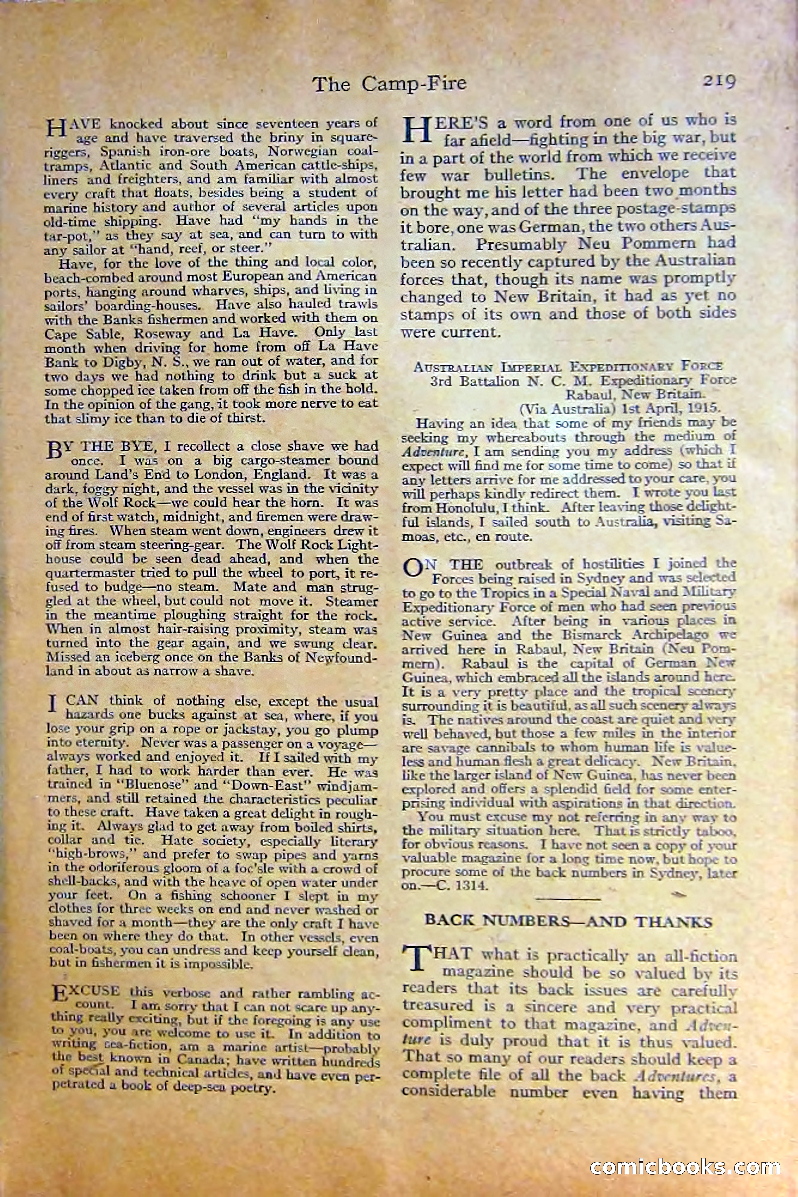 Adventure Magazine, October 1915 — page 221 of 228