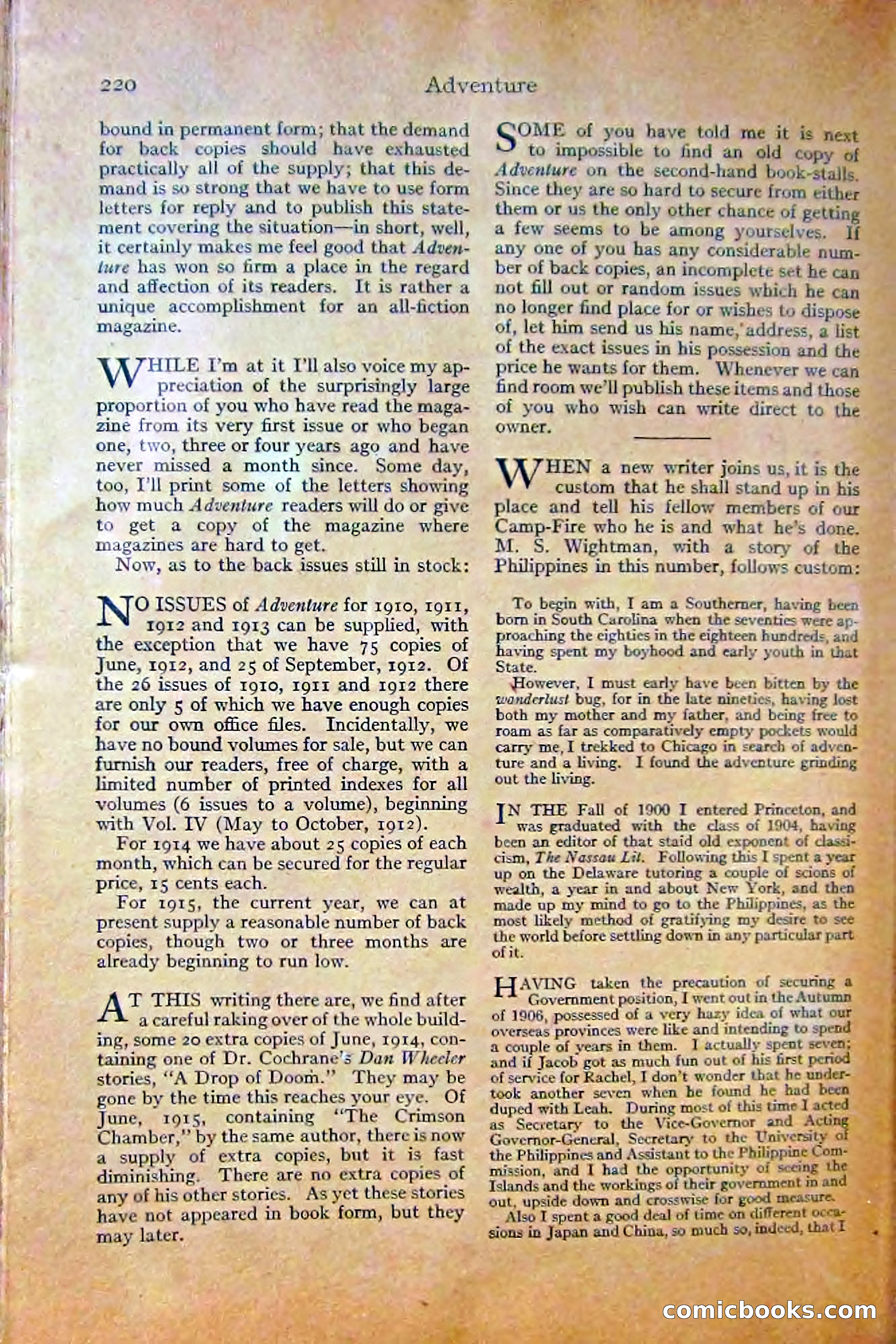Adventure Magazine, October 1915 — page 222 of 228