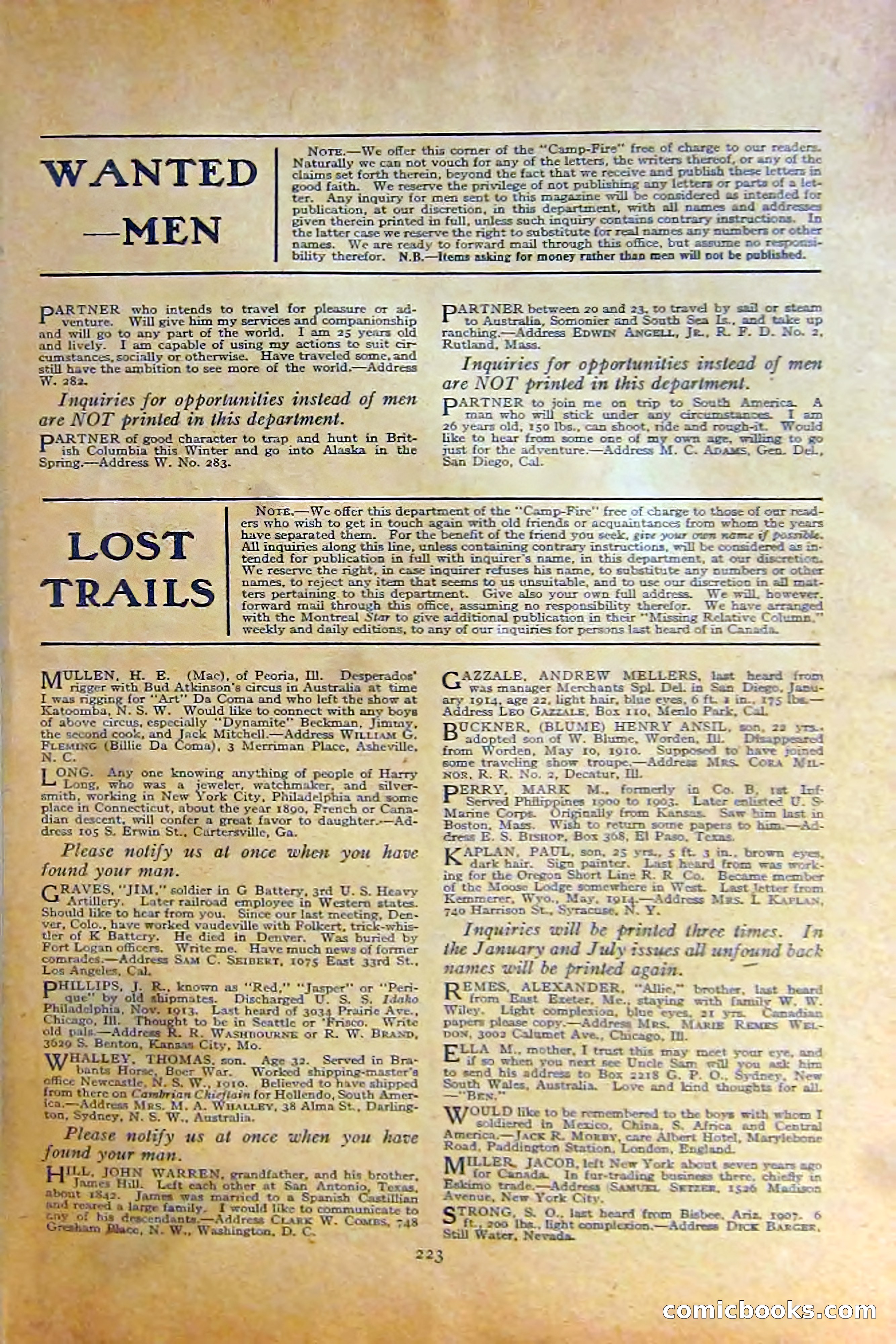 Adventure Magazine, October 1915 — page 225 of 228