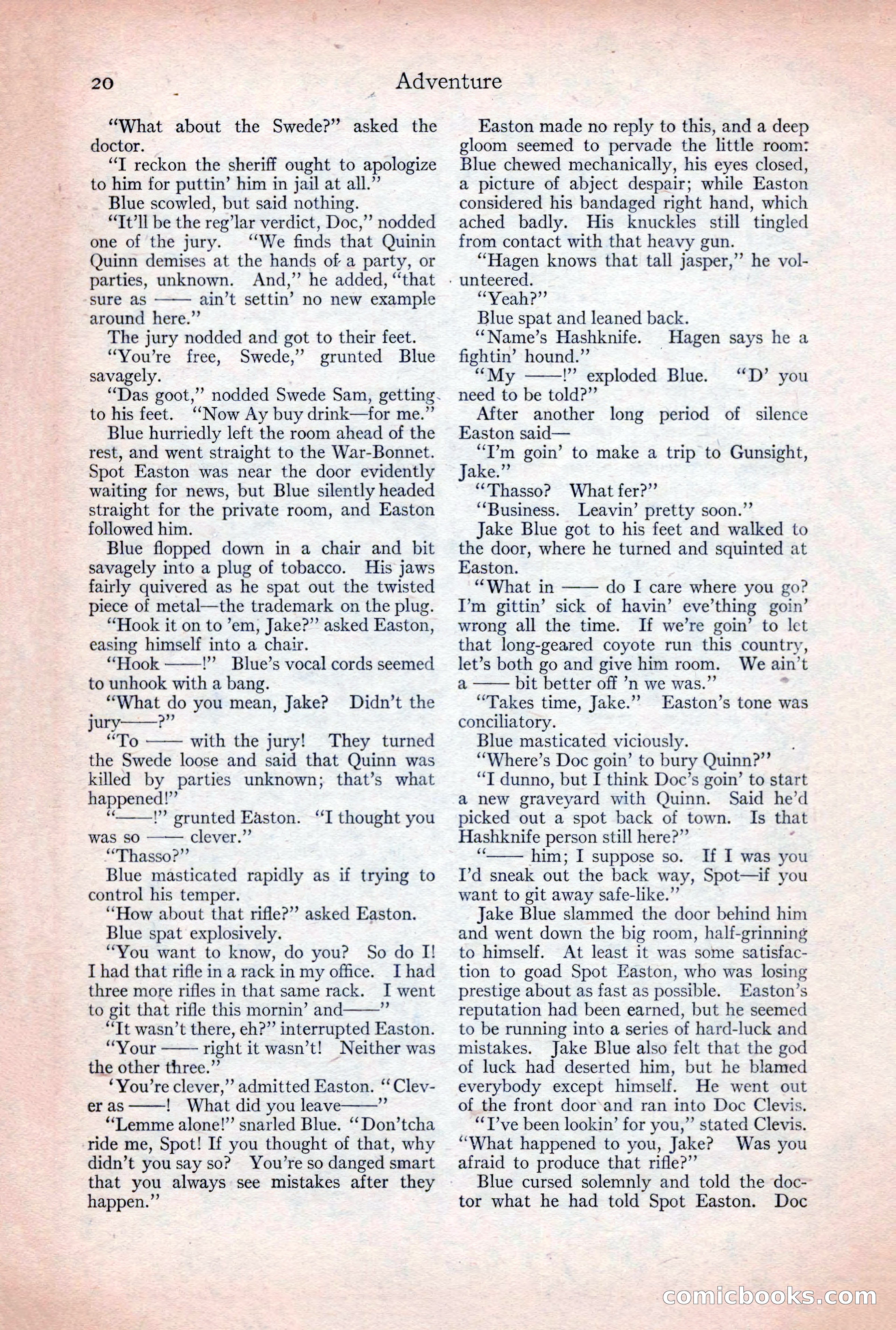 Adventure Magazine, December 30, 1922 — page 38 of 212