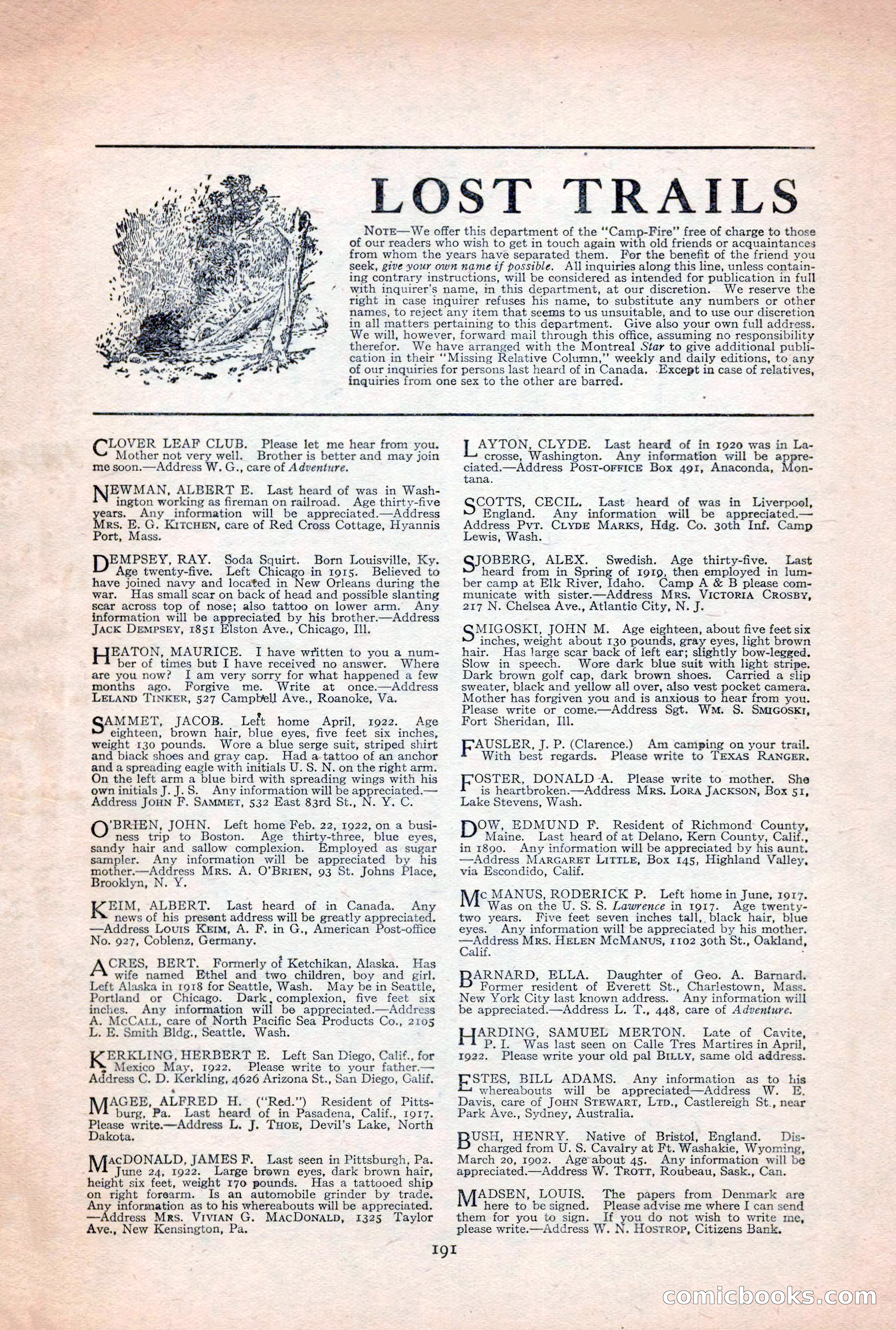Adventure Magazine, December 30, 1922 — page 209 of 212