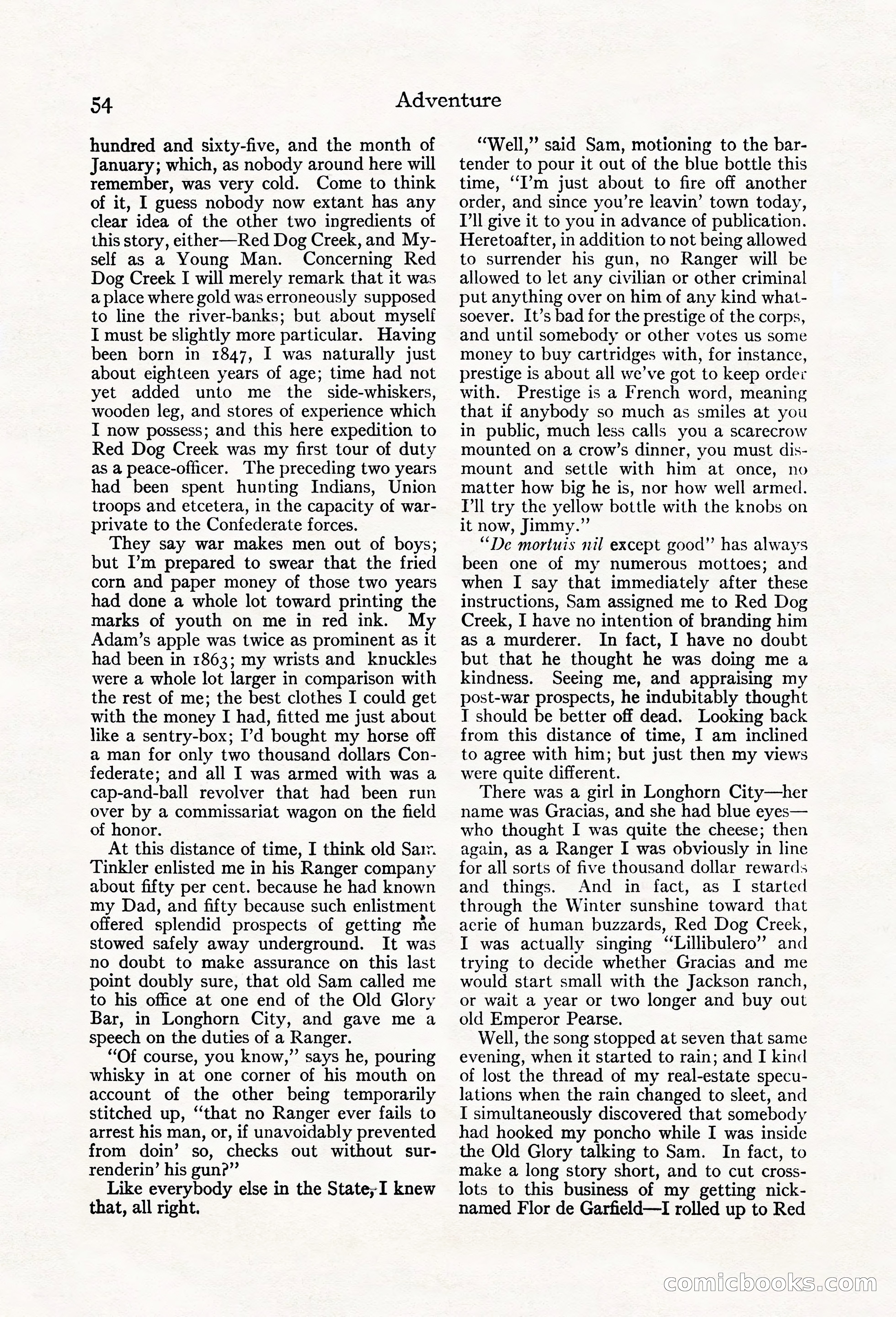 Adventure Magazine, May 20, 1923 — page 56 of 196