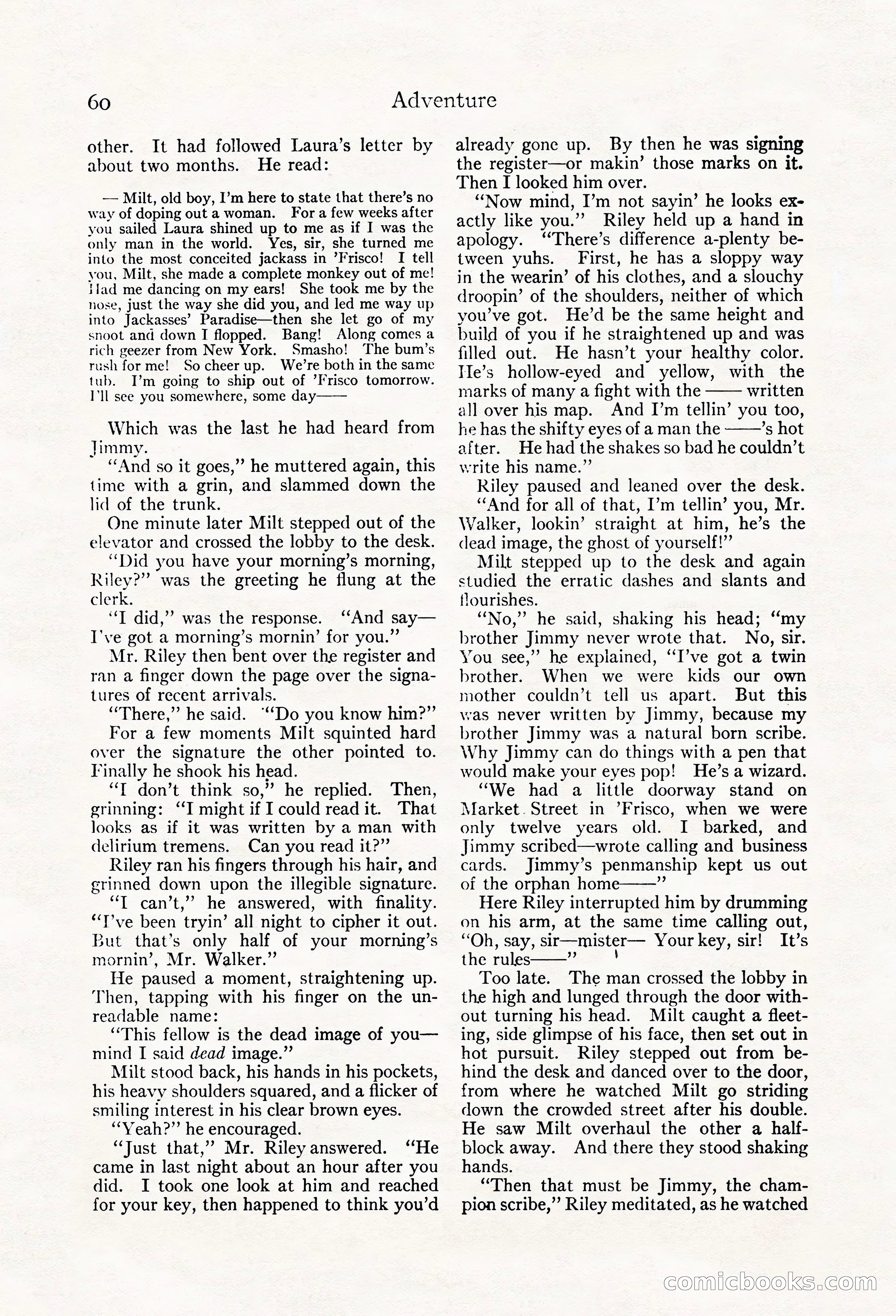 Adventure Magazine, May 20, 1923 — page 62 of 196