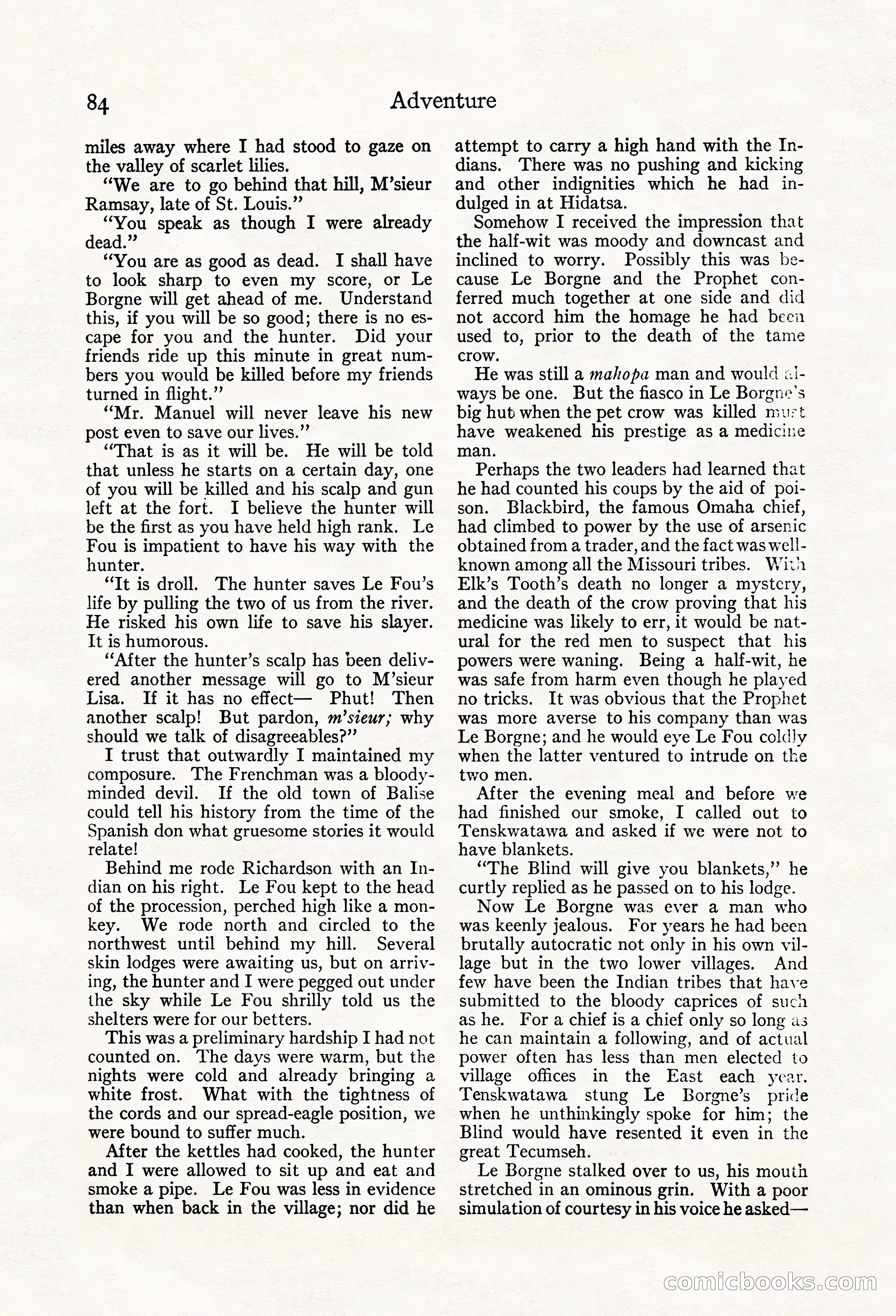 Adventure Magazine, May 20, 1923 — page 86 of 196