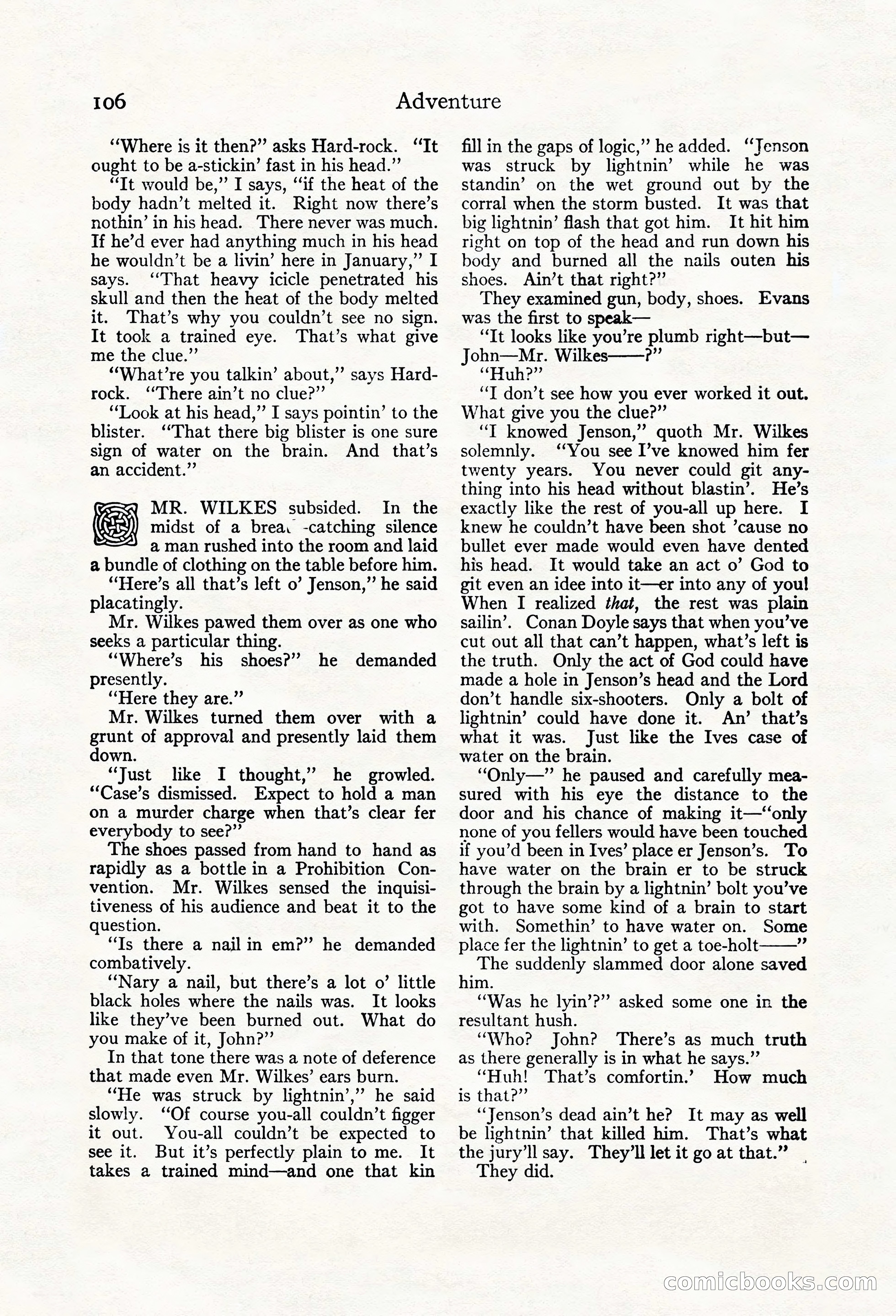 Adventure Magazine, May 20, 1923 — page 108 of 196