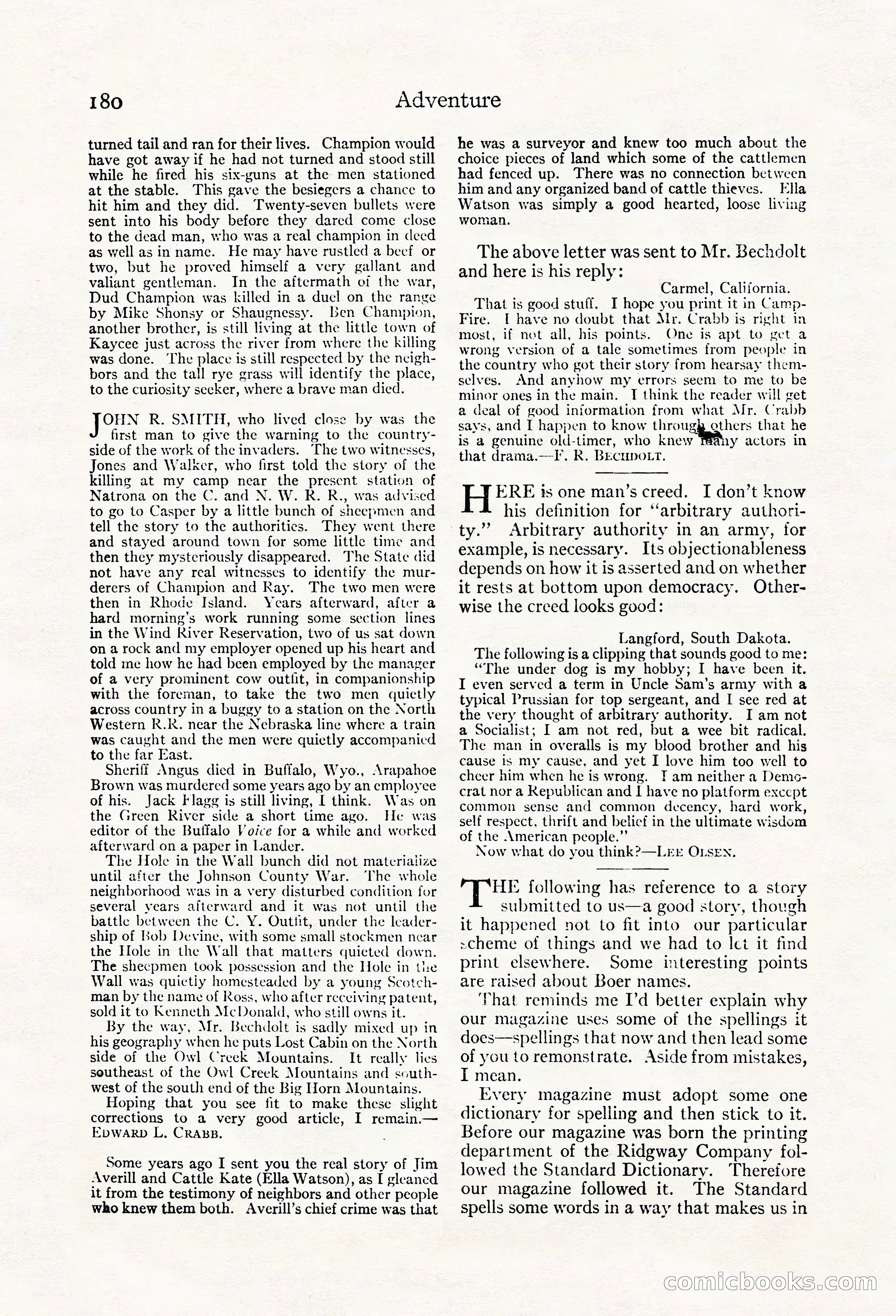Adventure Magazine, May 20, 1923 — page 182 of 196