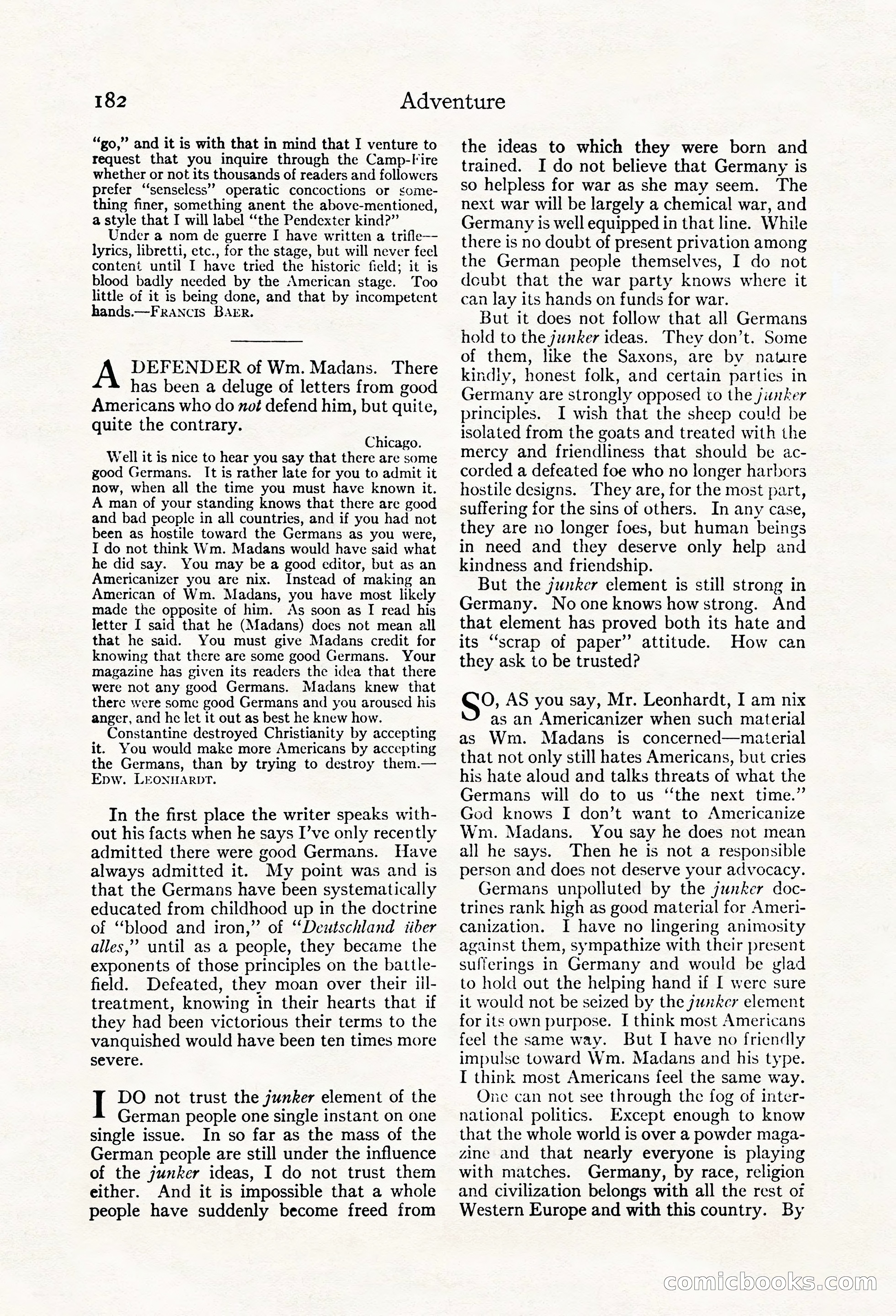 Adventure Magazine, May 20, 1923 — page 184 of 196