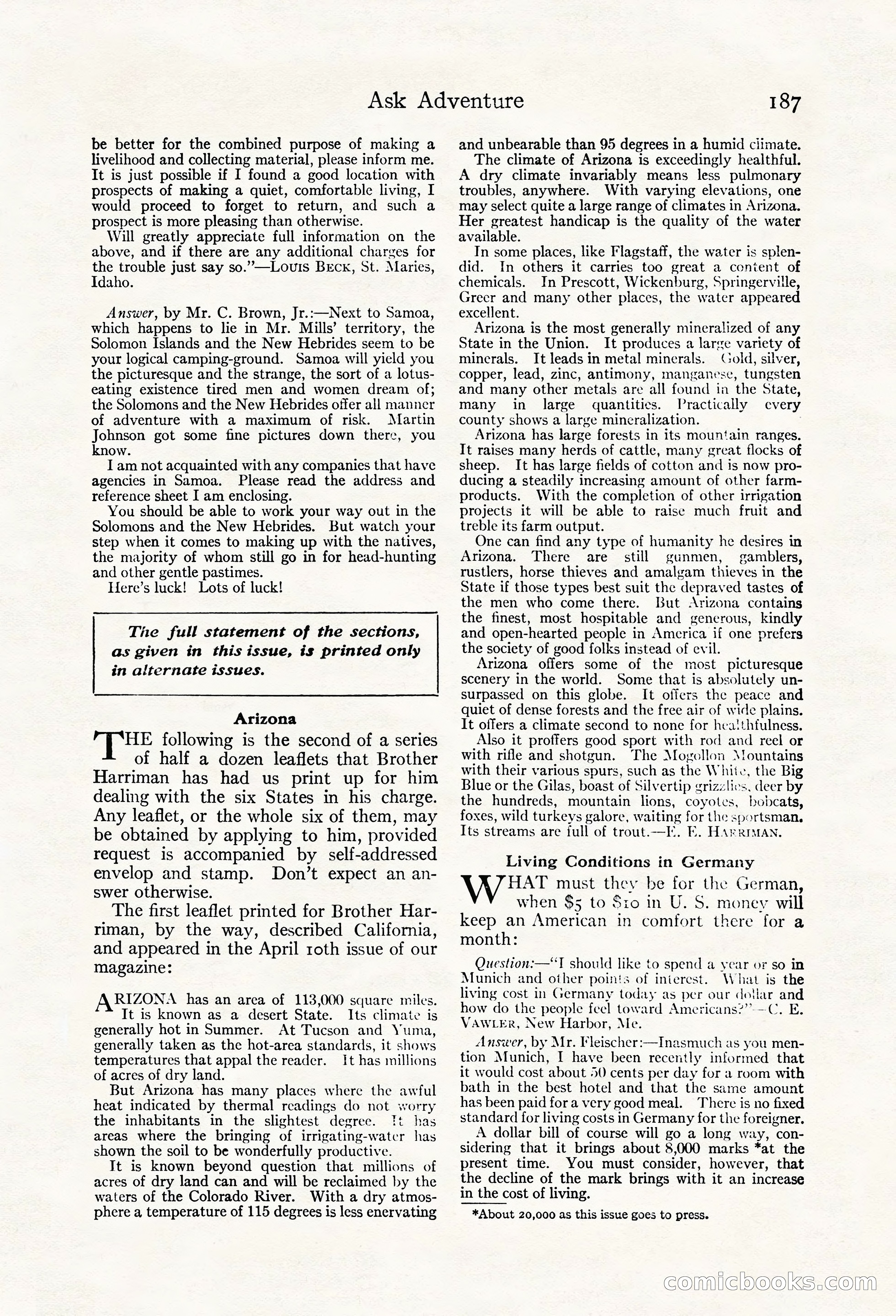 Adventure Magazine, May 20, 1923 — page 189 of 196