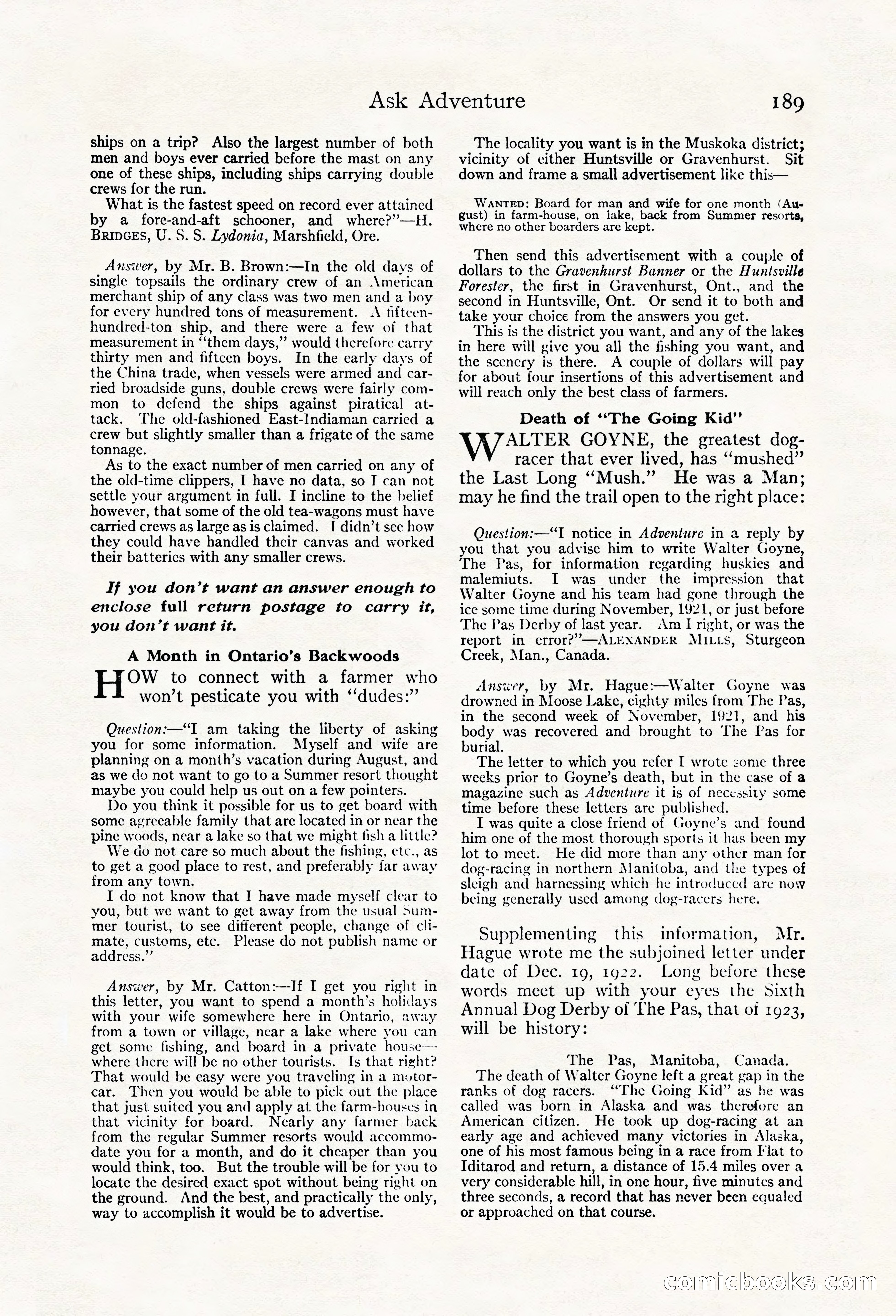 Adventure Magazine, May 20, 1923 — page 191 of 196