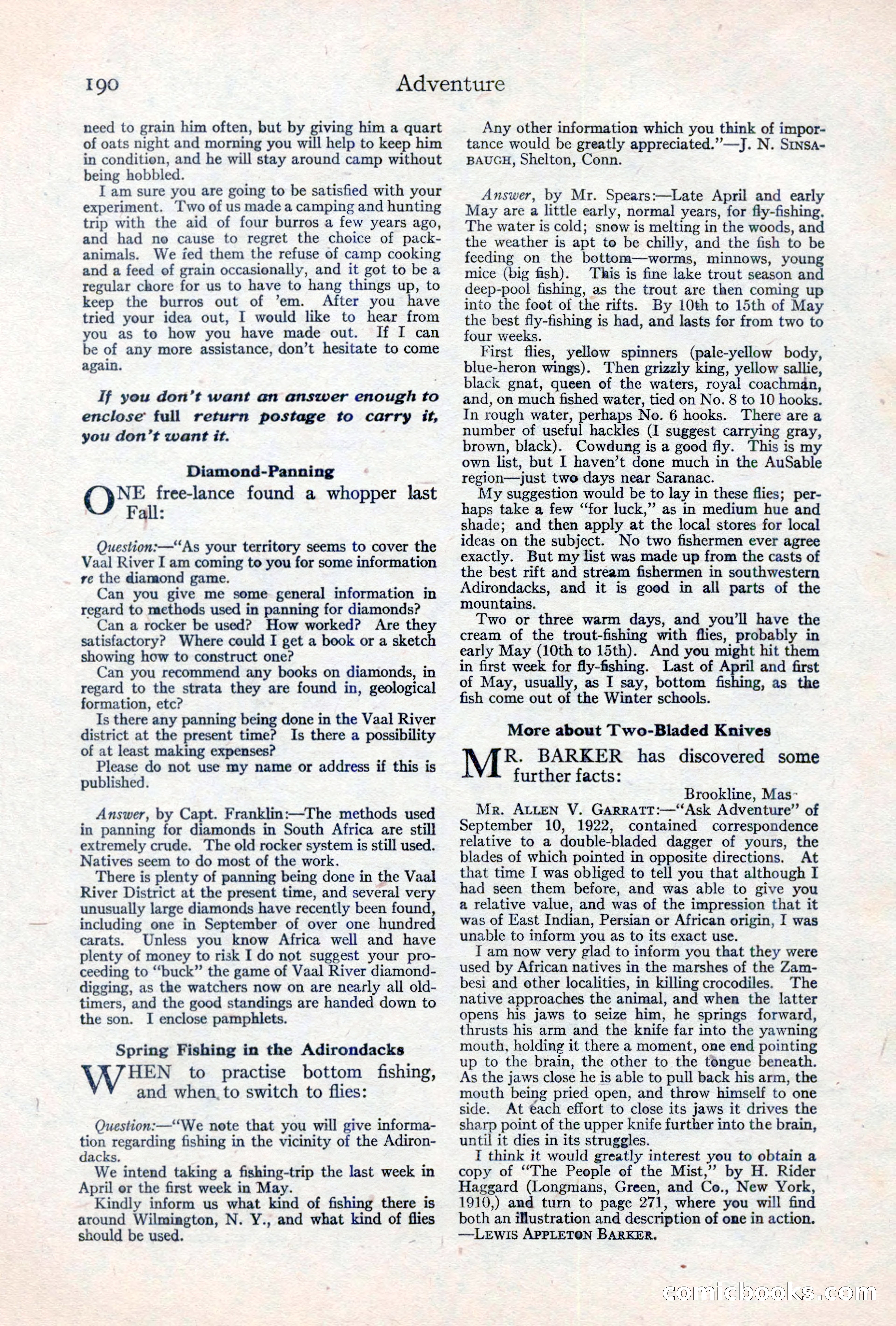 Adventure Magazine, May 10, 1923 — page 200 of 204