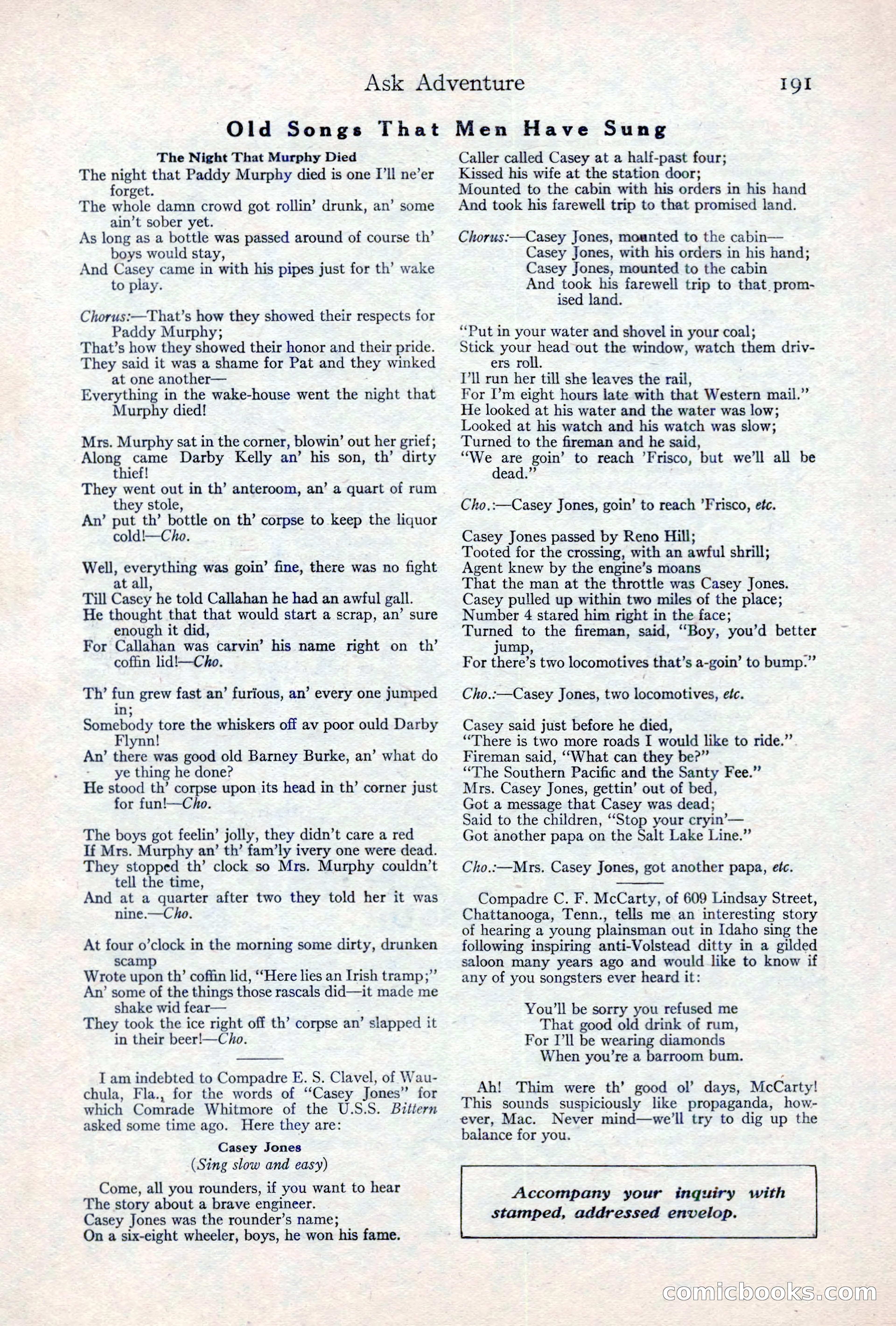 Adventure Magazine, May 10, 1923 — page 201 of 204