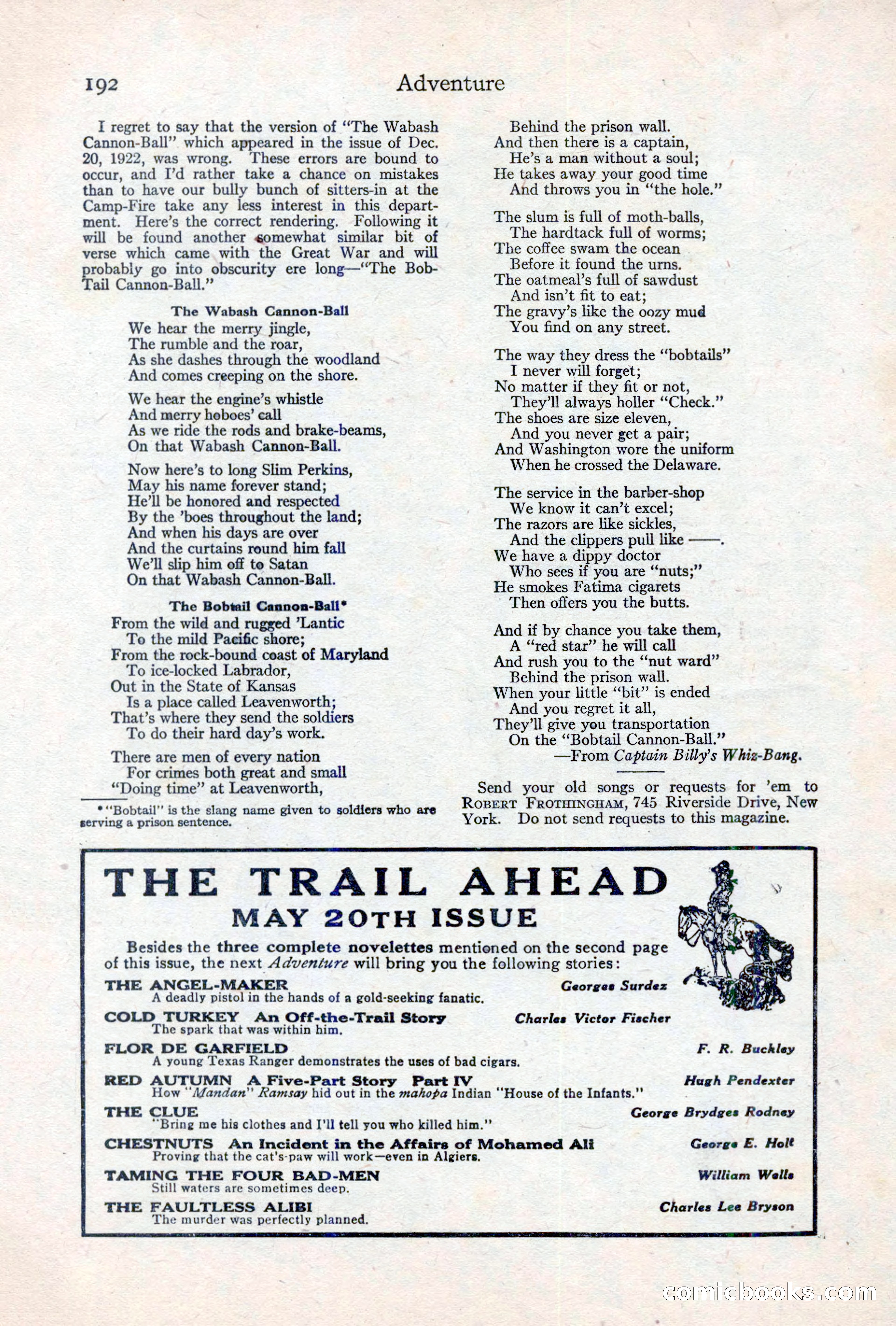 Adventure Magazine, May 10, 1923 — page 202 of 204