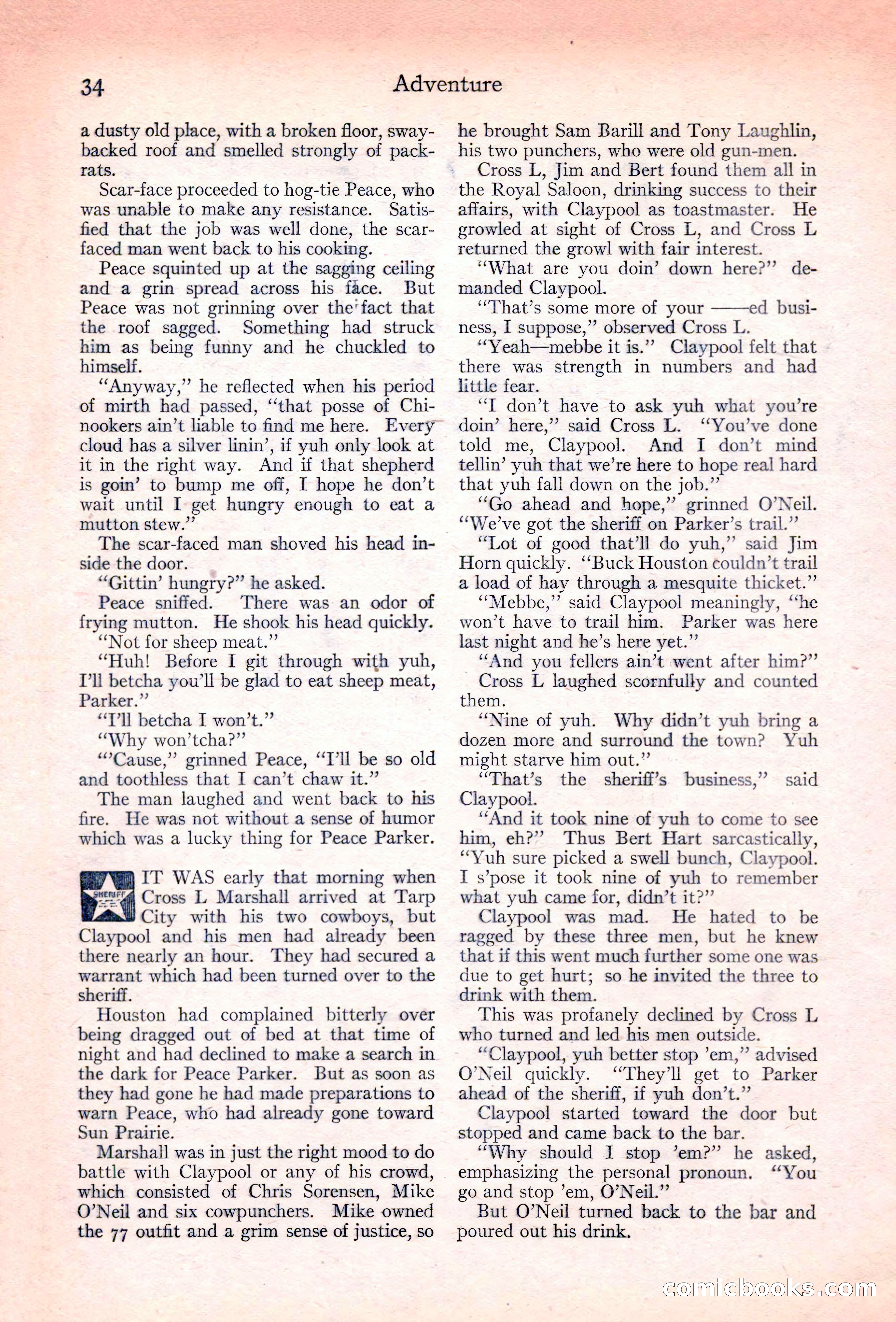 Adventure Magazine, November 10, 1923 — page 36 of 196