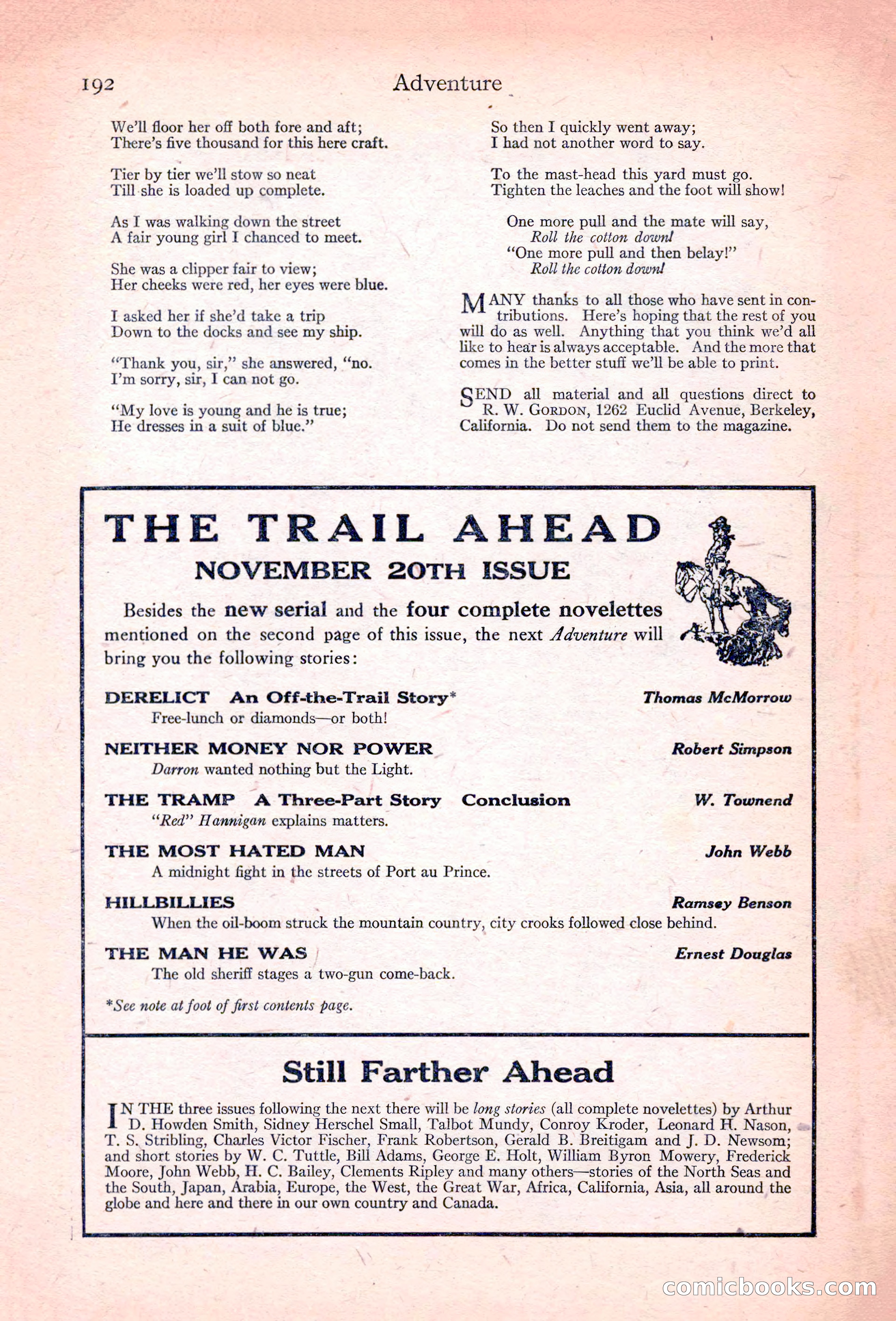 Adventure Magazine, November 10, 1923 — page 194 of 196