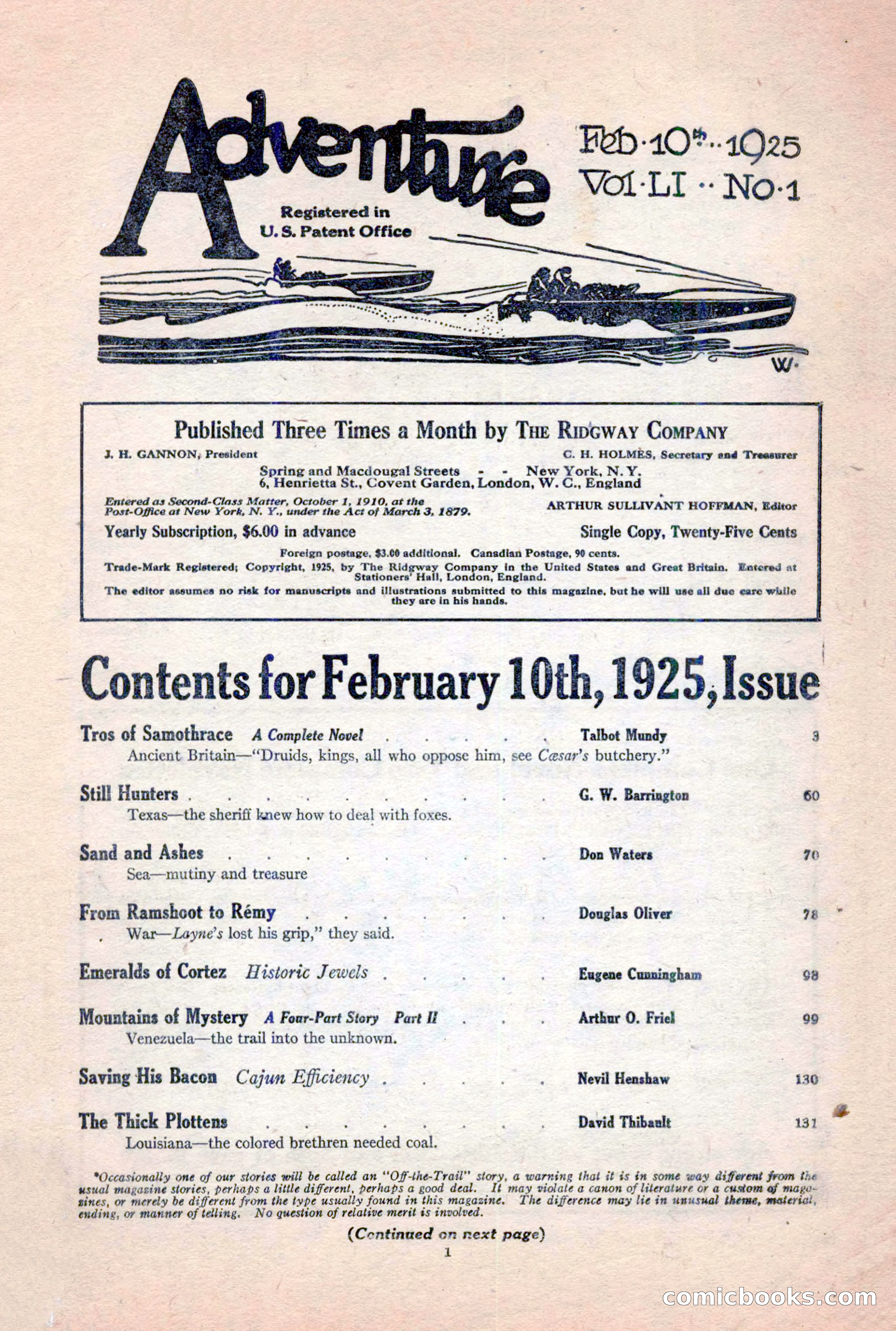 Adventure Magazine, February 10, 1925 — page 3 of 196