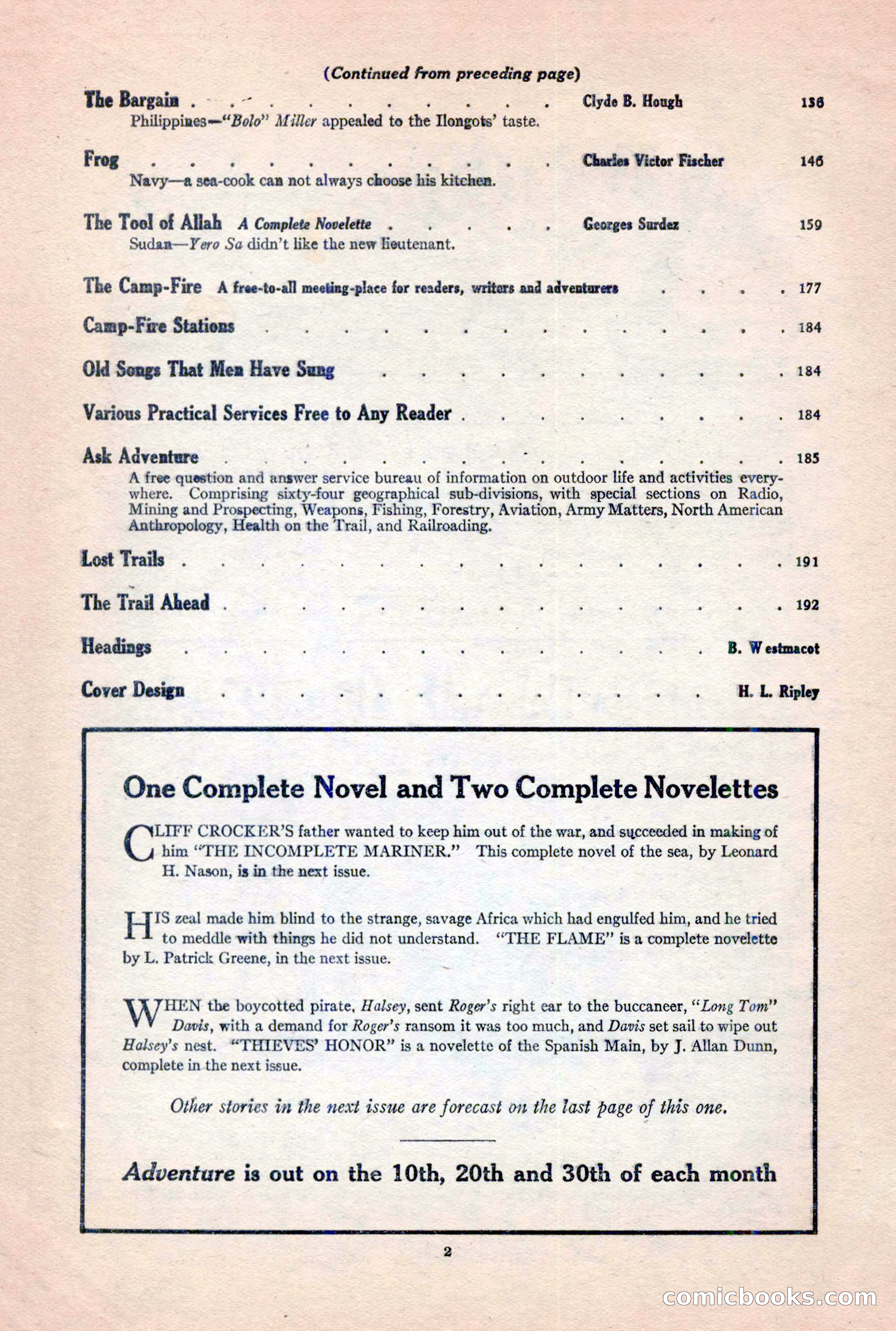 Adventure Magazine, February 10, 1925 — page 4 of 196