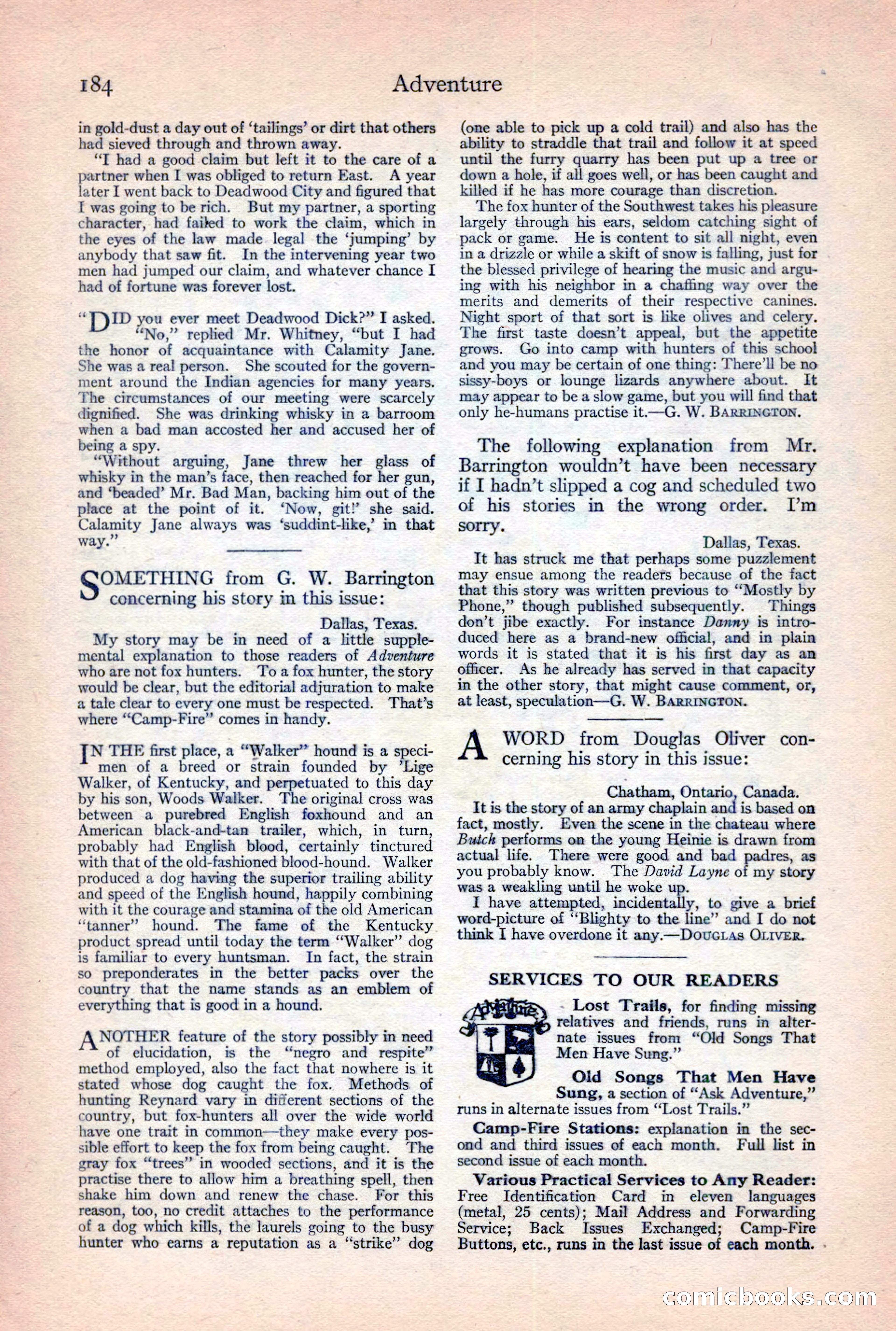 Adventure Magazine, February 10, 1925 — page 186 of 196