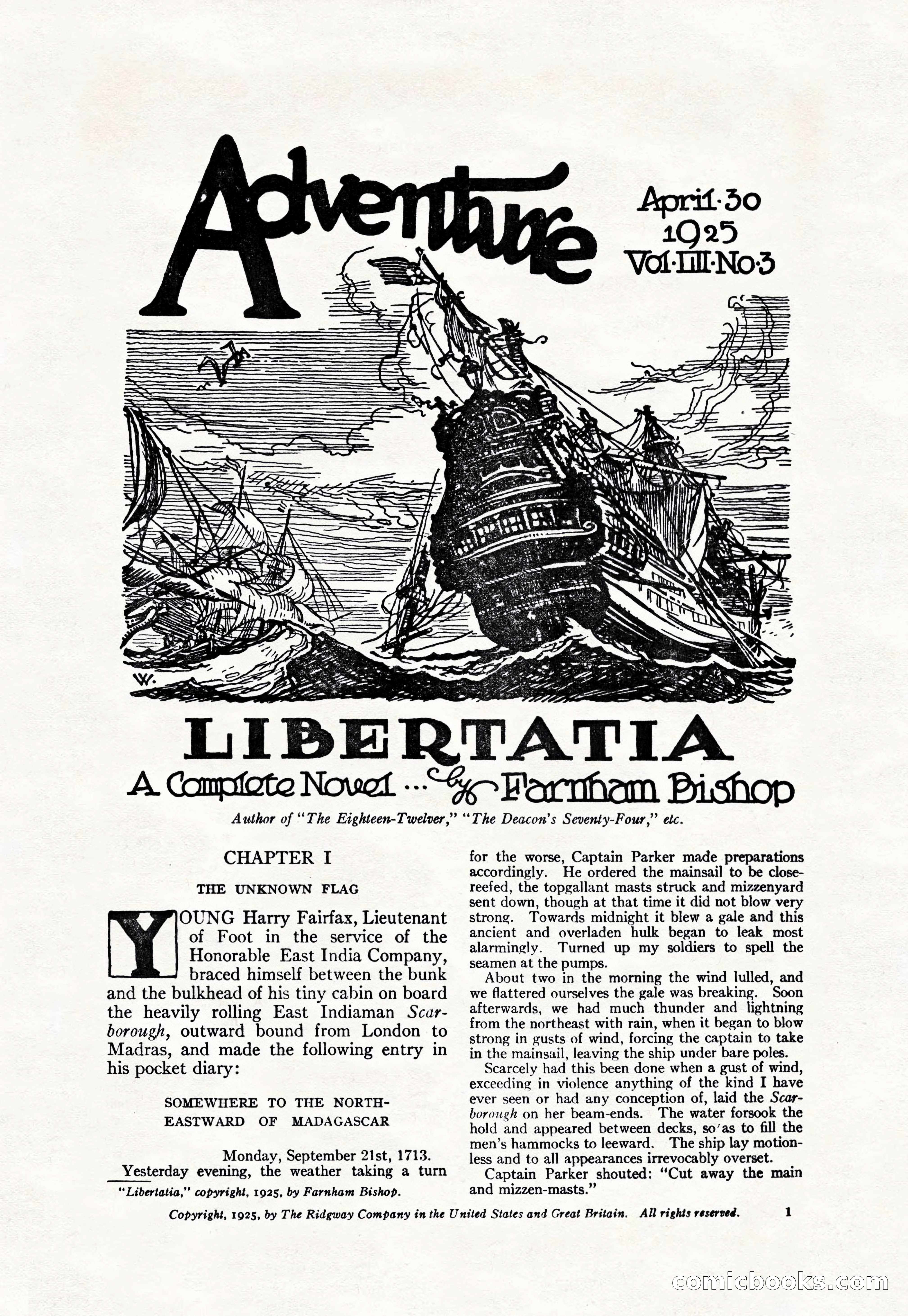 Adventure Magazine Cover, April 30, 1925 — page 11 of 204