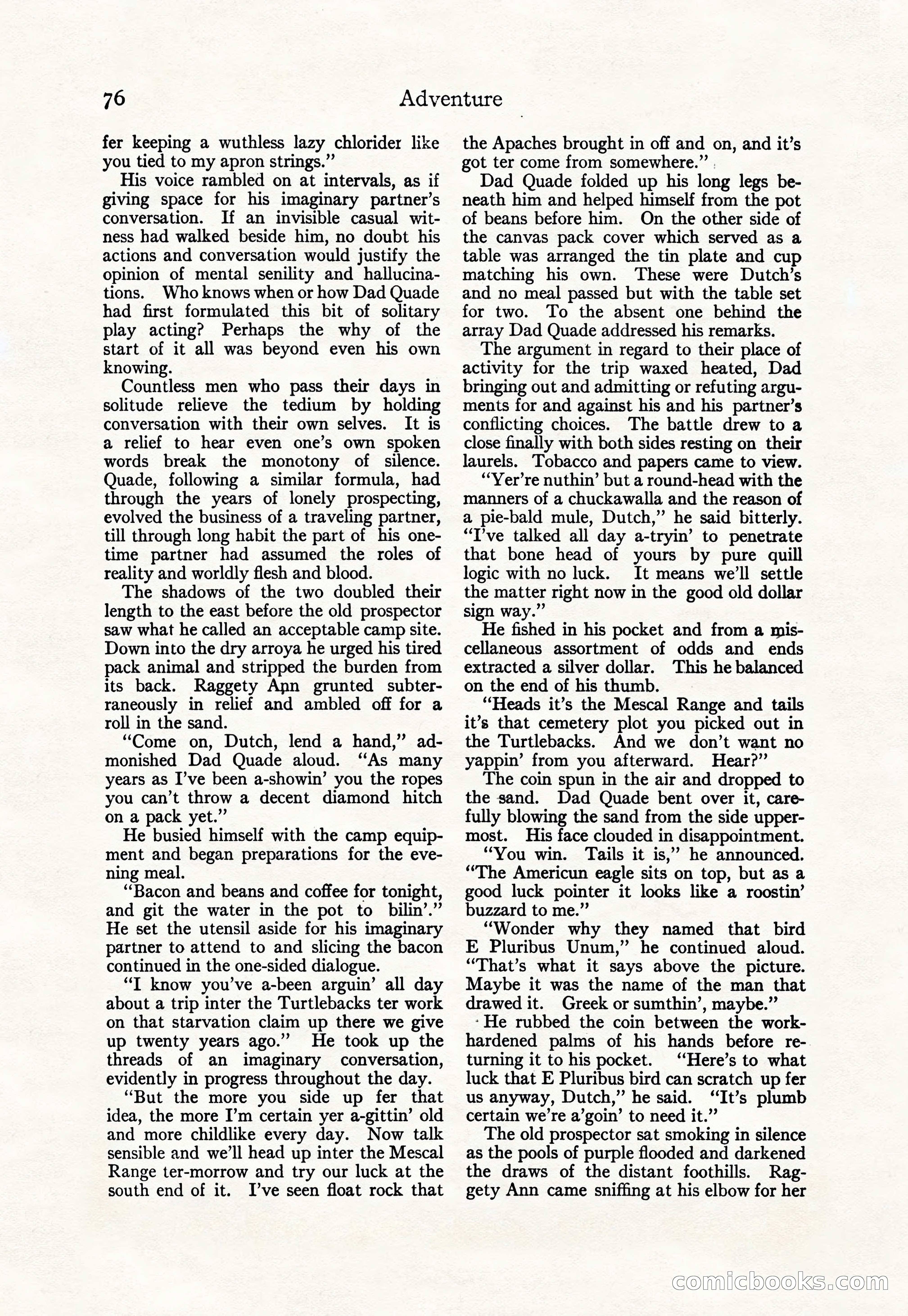 Adventure Magazine Cover, April 30, 1925 — page 86 of 204