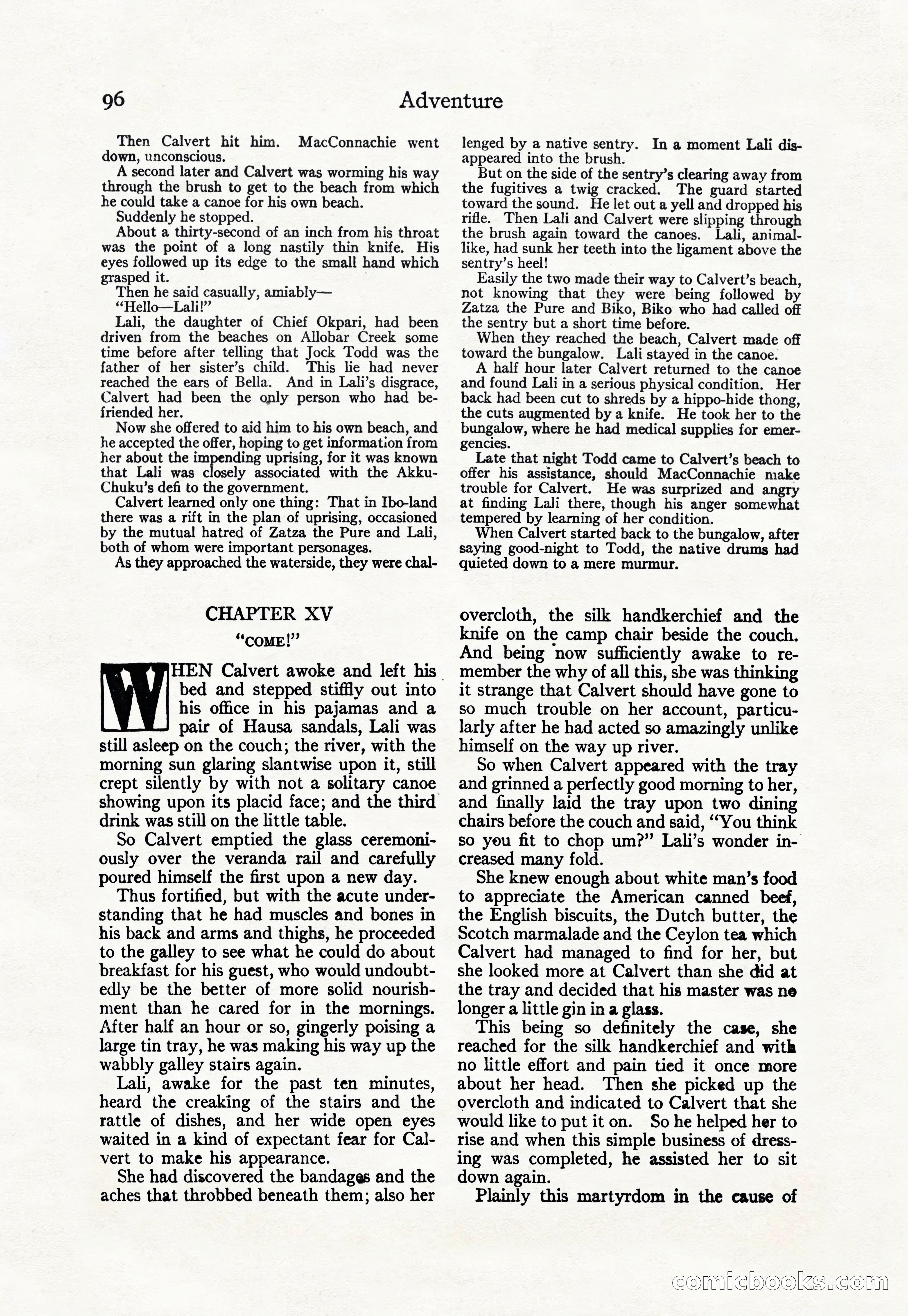 Adventure Magazine Cover, April 30, 1925 — page 106 of 204