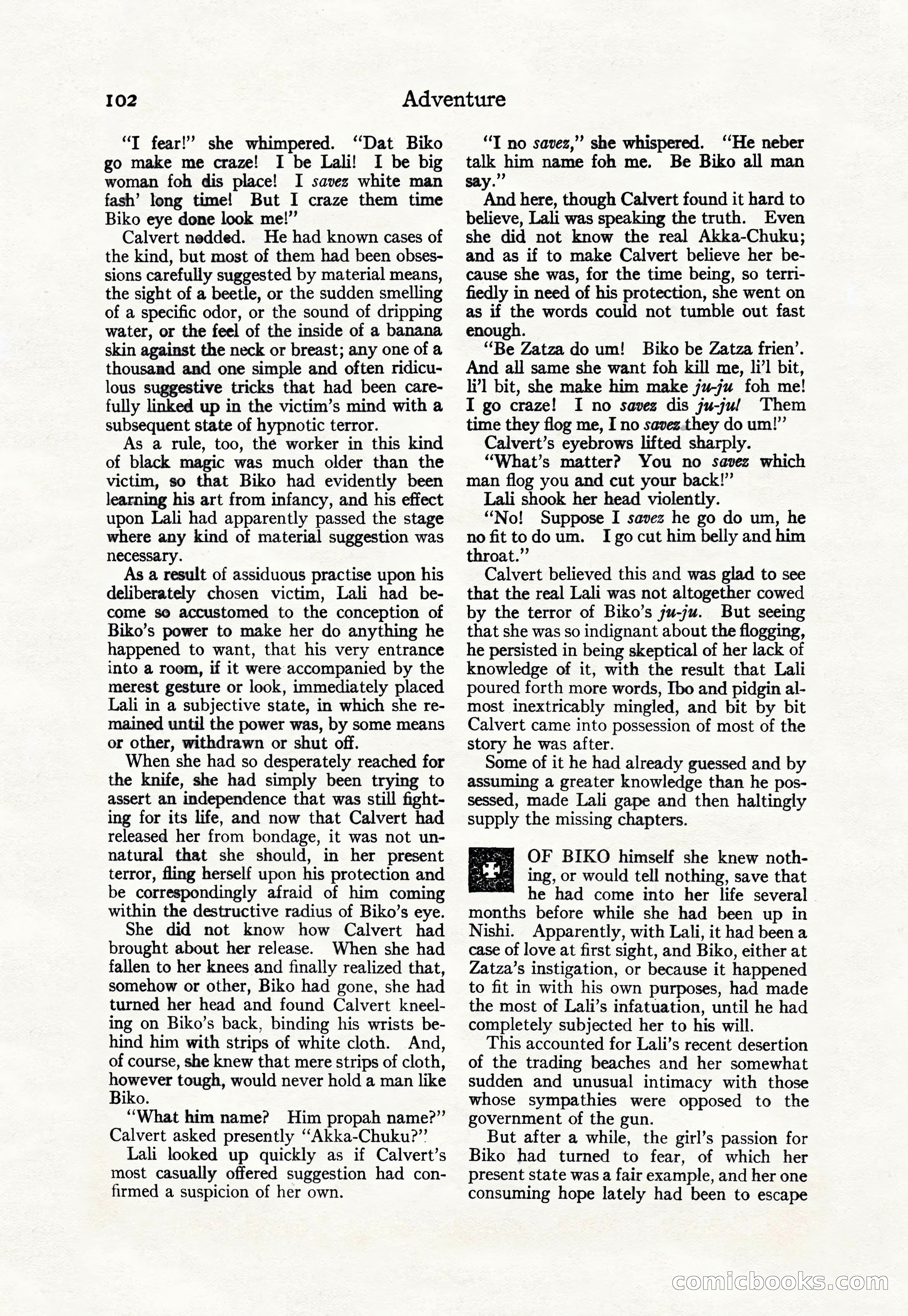 Adventure Magazine Cover, April 30, 1925 — page 112 of 204