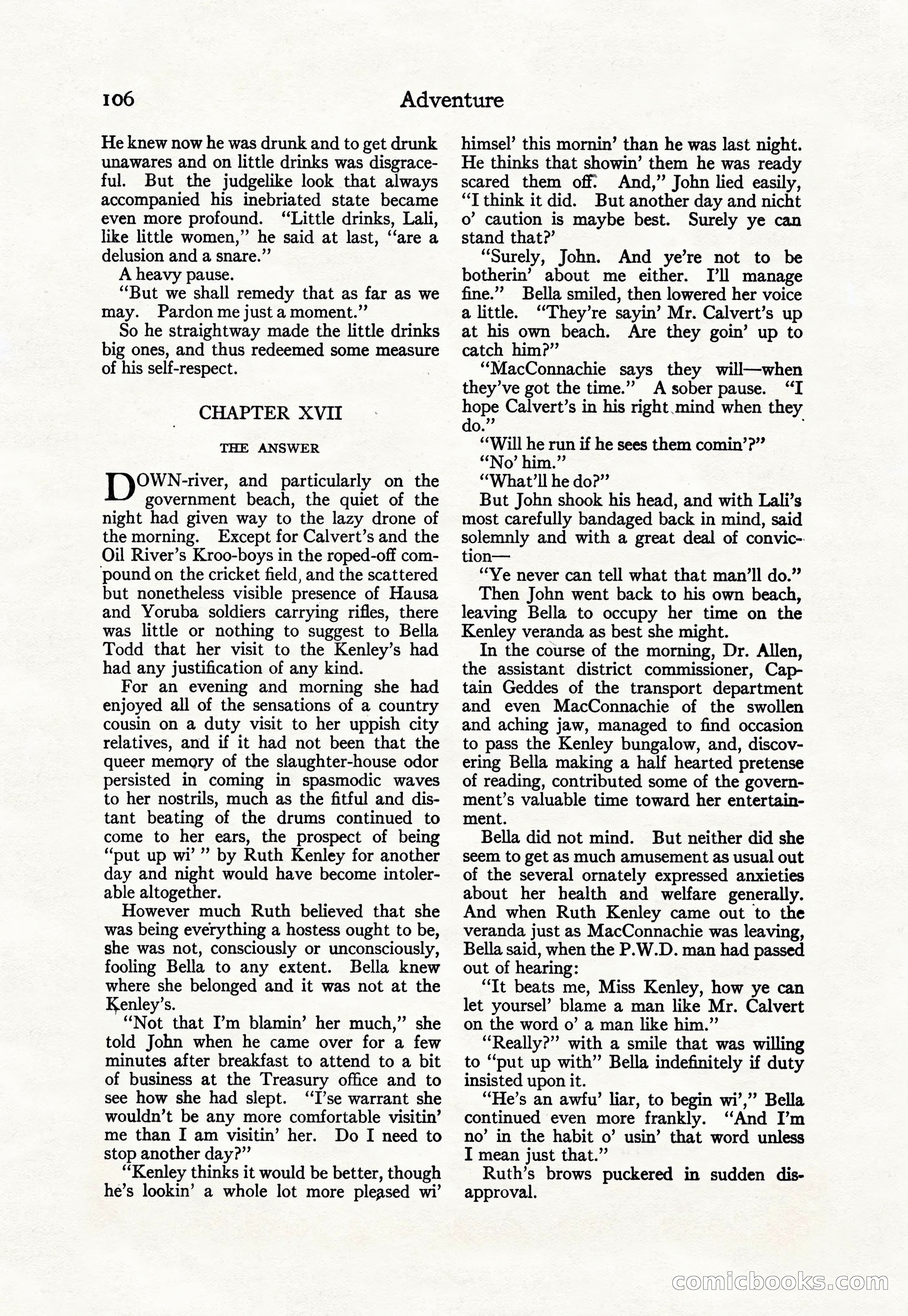 Adventure Magazine Cover, April 30, 1925 — page 116 of 204