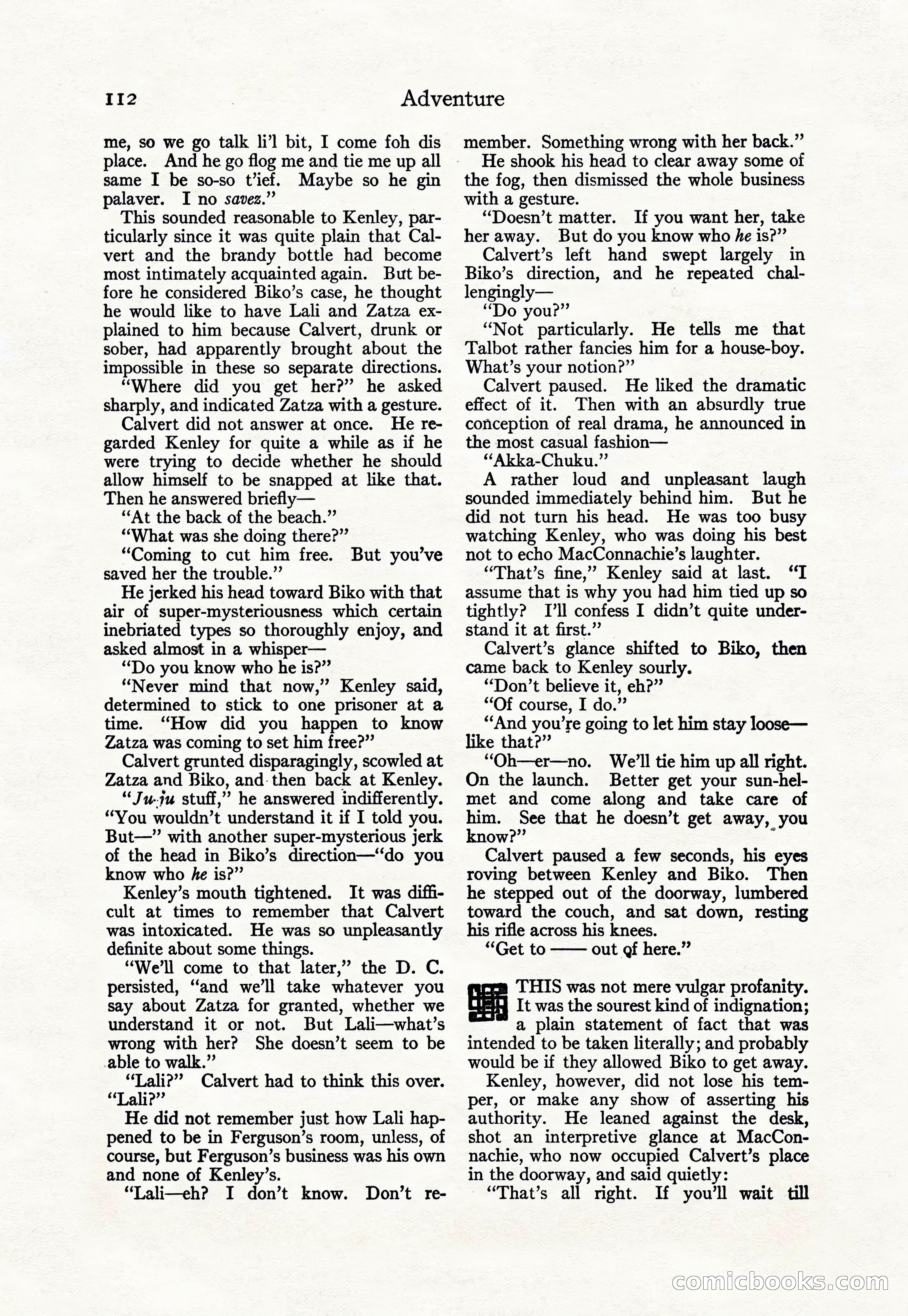 Adventure Magazine Cover, April 30, 1925 — page 122 of 204