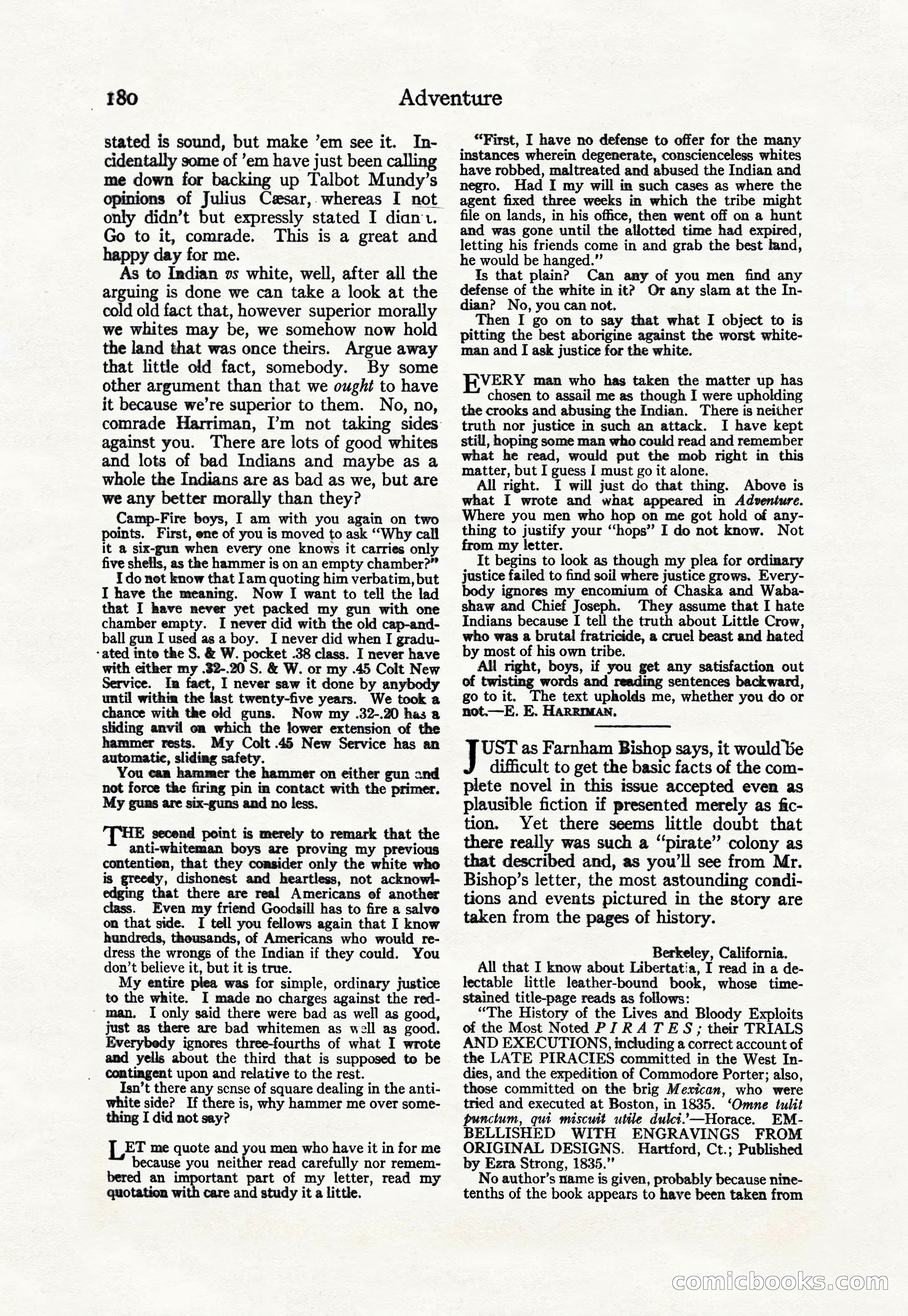 Adventure Magazine Cover, April 30, 1925 — page 190 of 204