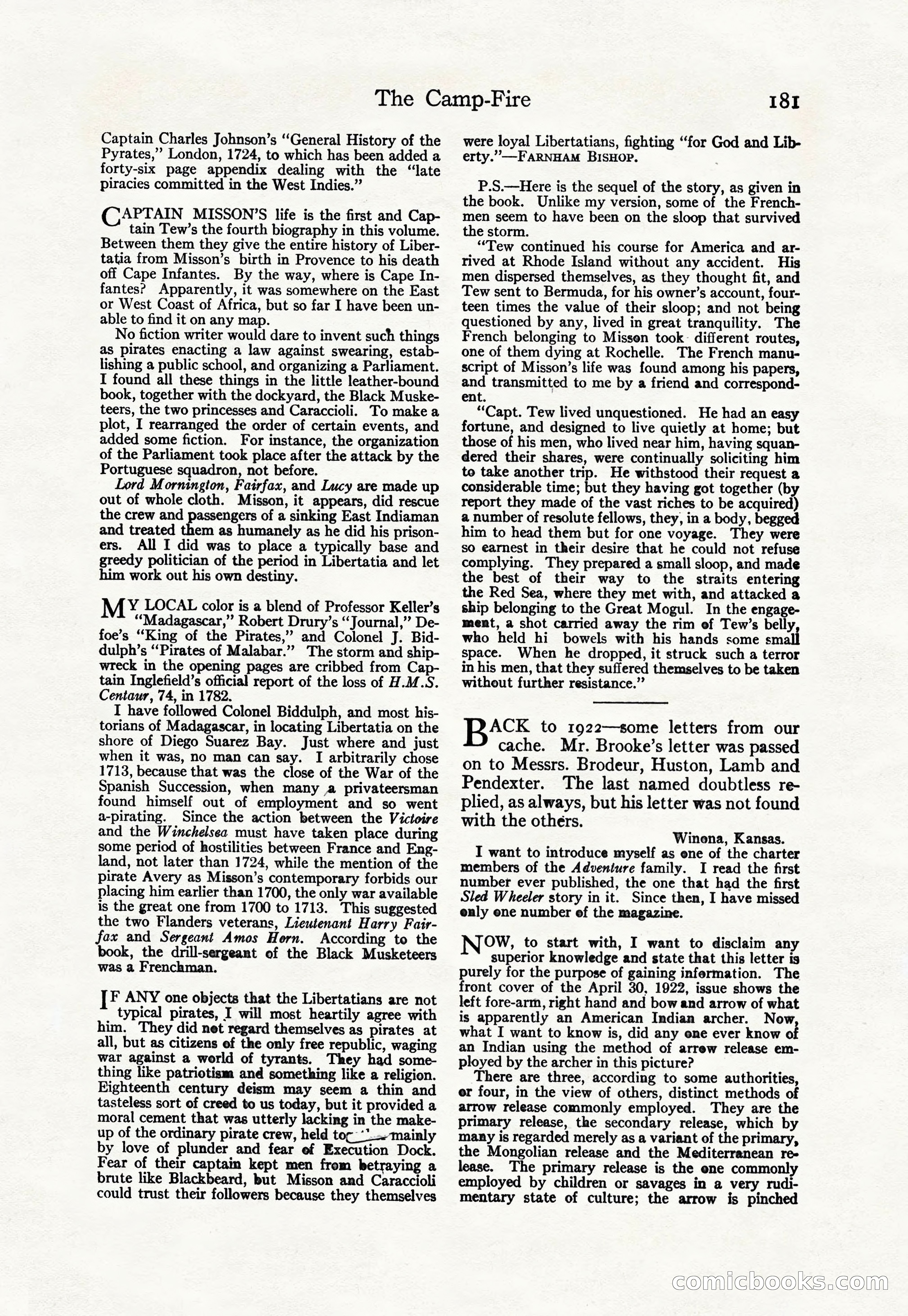 Adventure Magazine Cover, April 30, 1925 — page 191 of 204