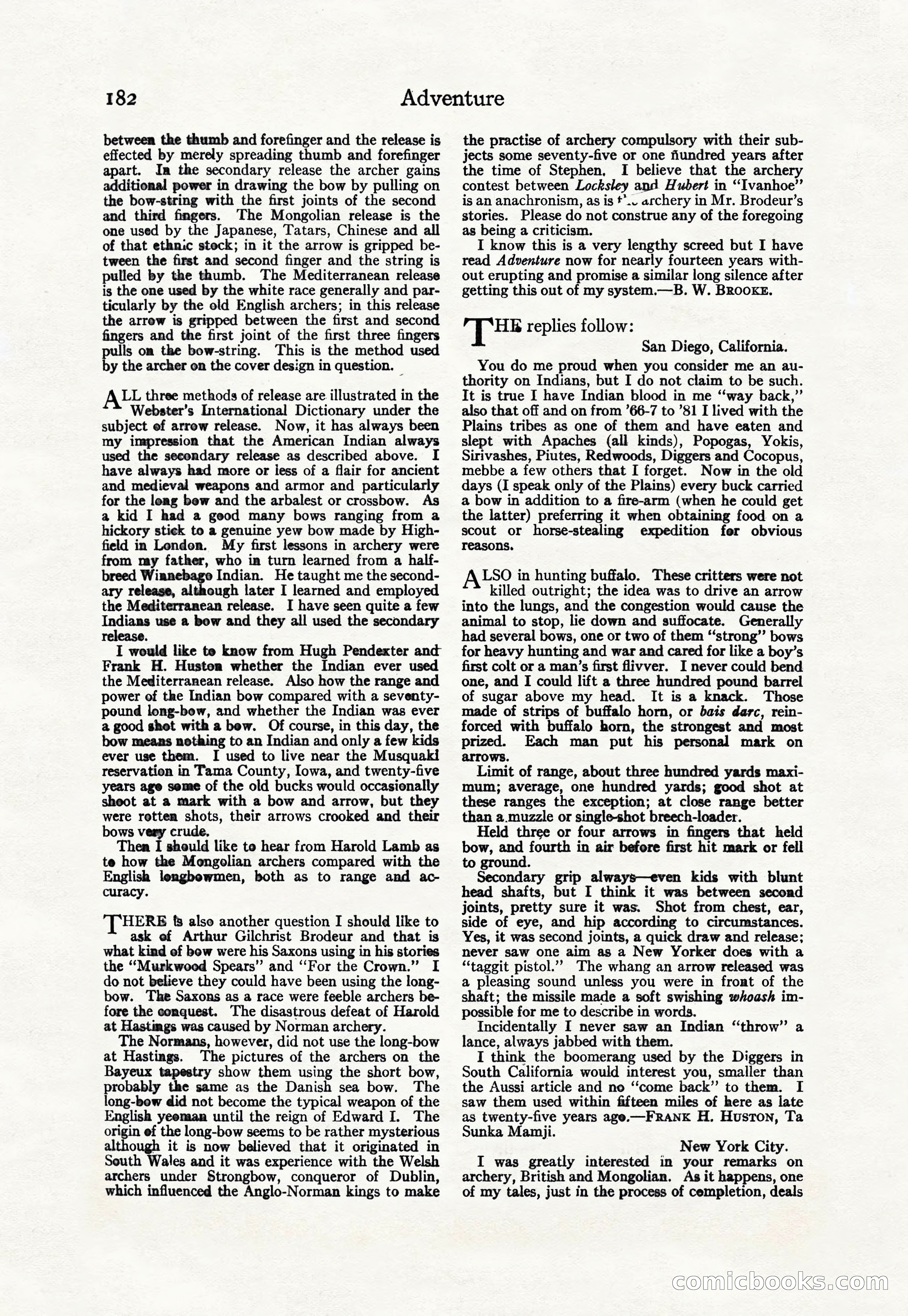 Adventure Magazine Cover, April 30, 1925 — page 192 of 204
