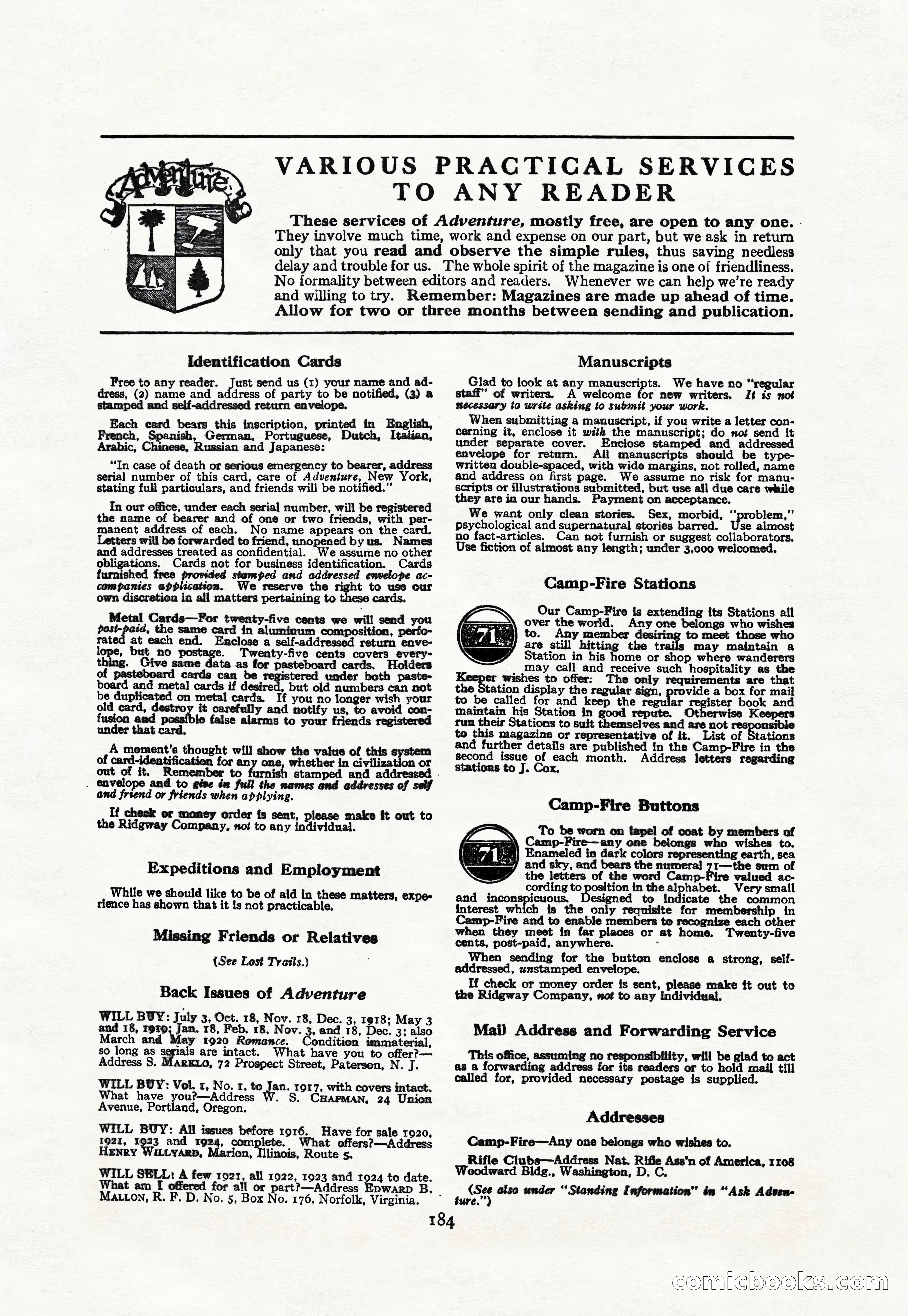 Adventure Magazine Cover, April 30, 1925 — page 194 of 204