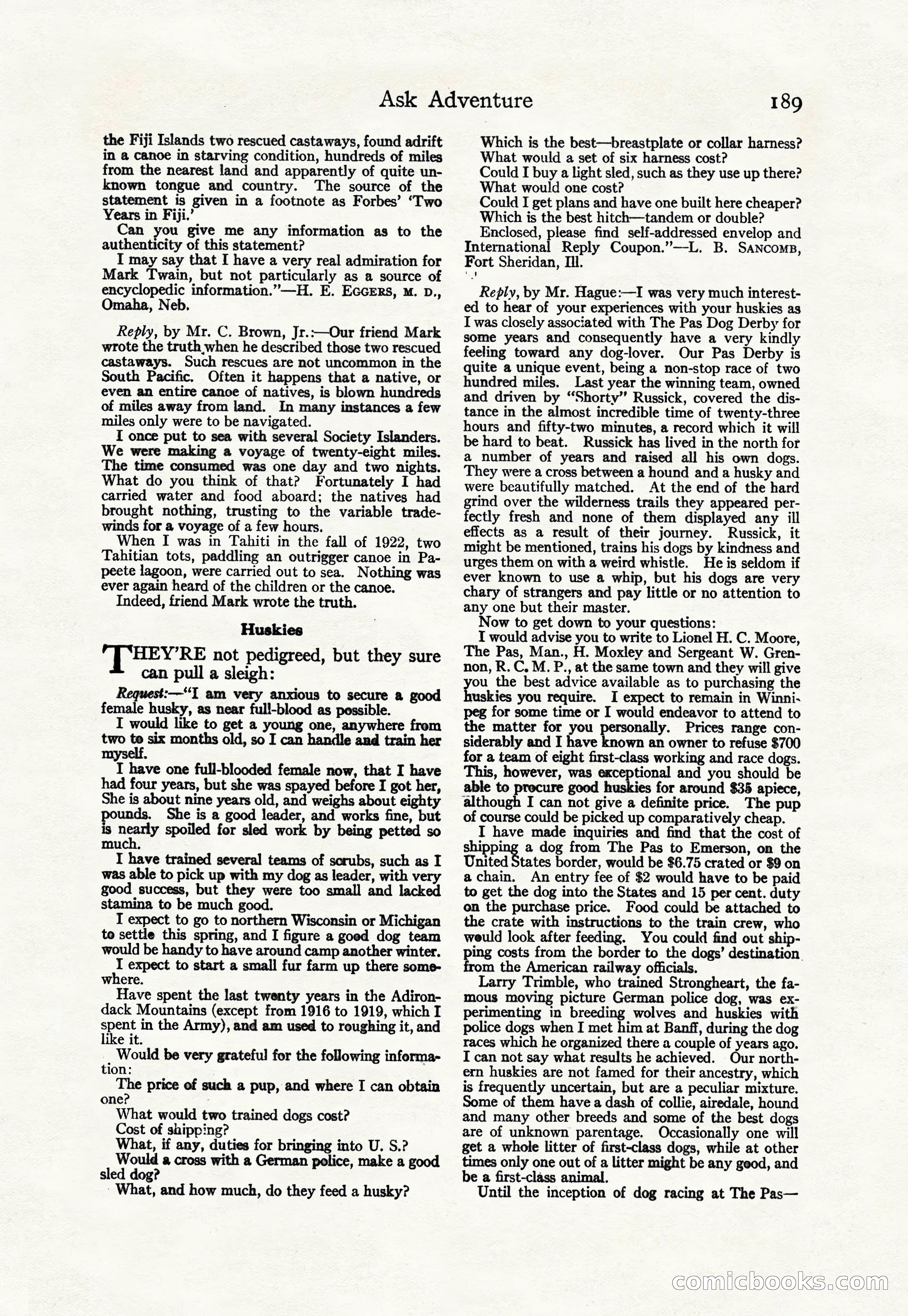 Adventure Magazine Cover, April 30, 1925 — page 199 of 204