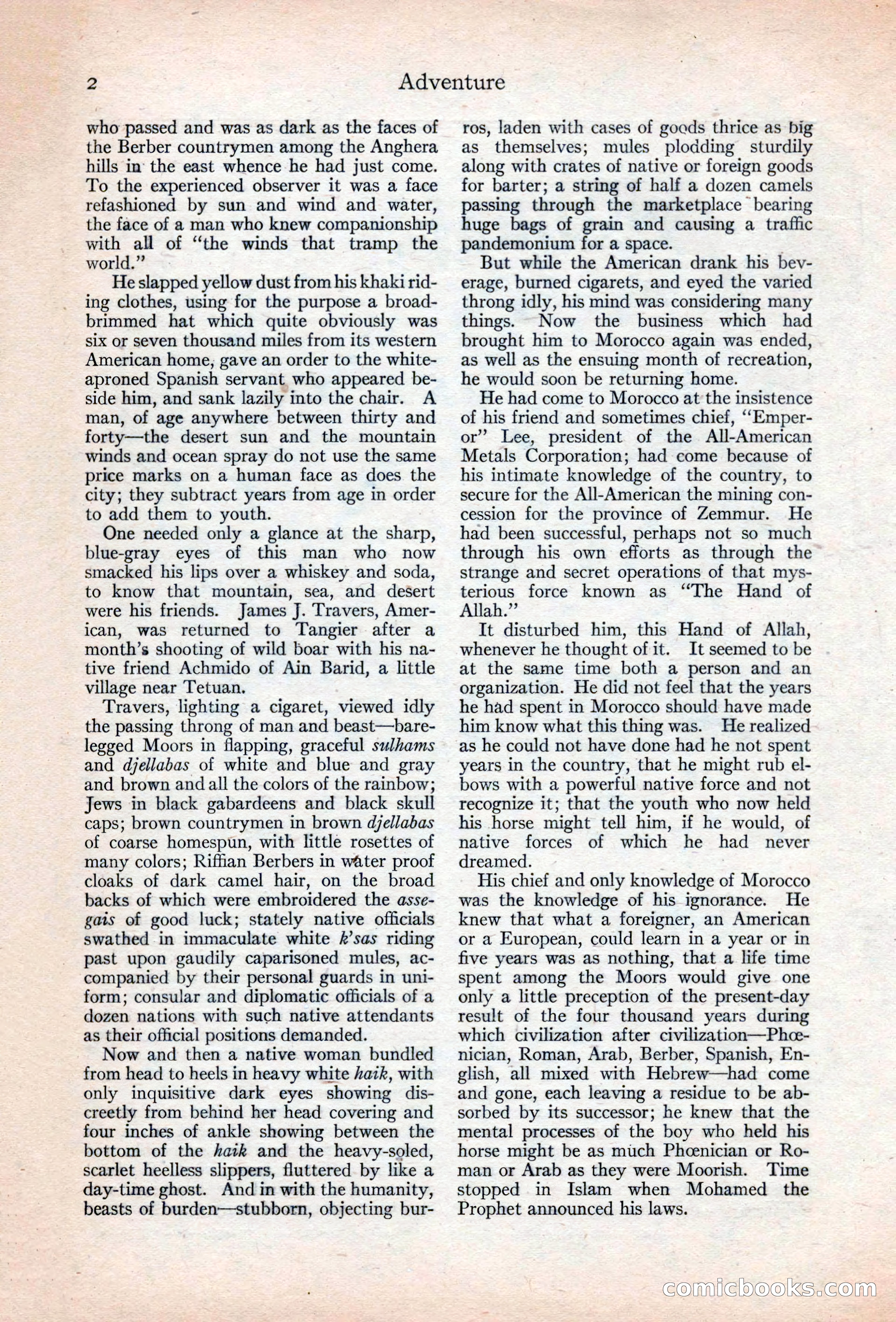 Adventure Magazine, May 20, 1925 — page 16 of 208
