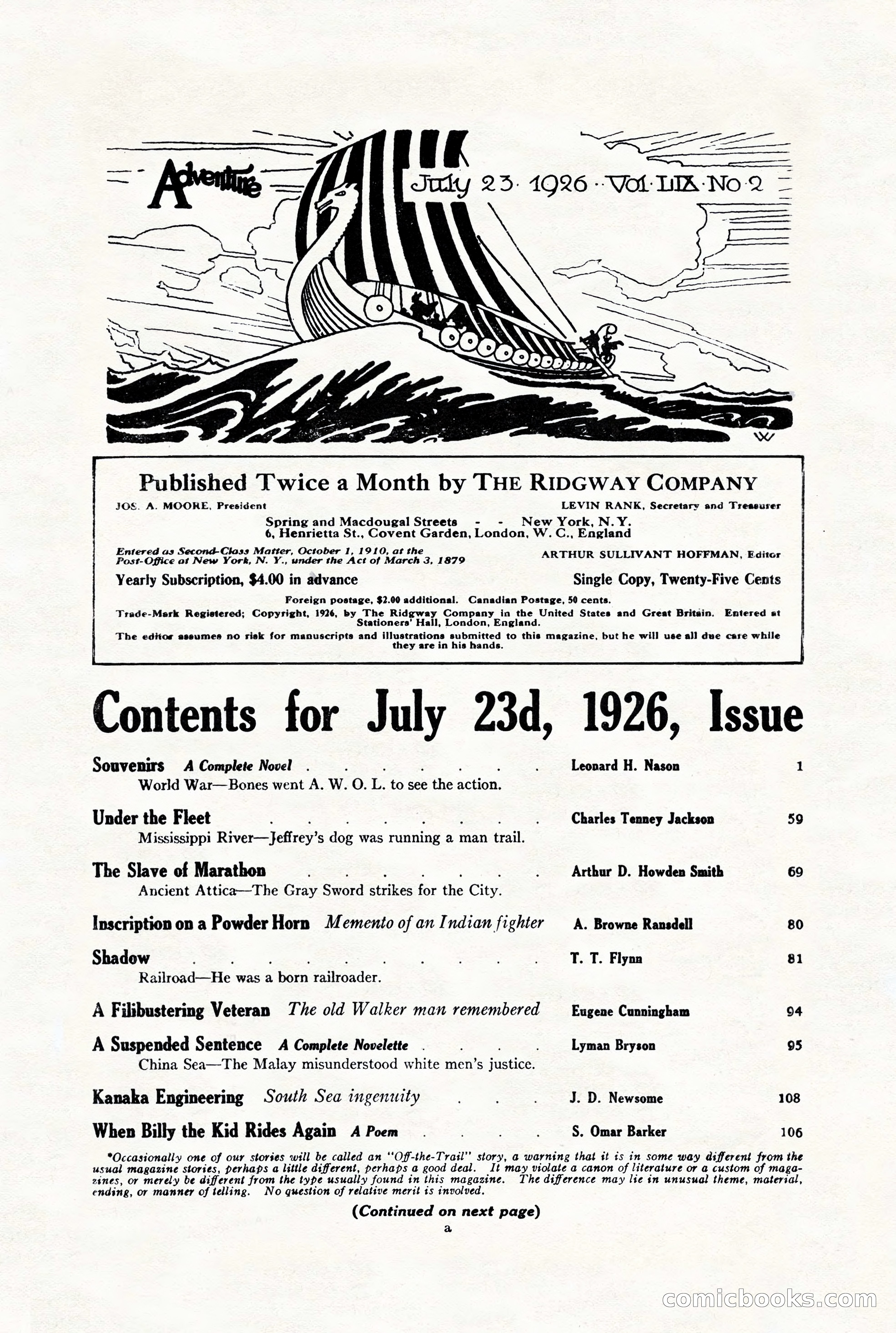 Adventure Magazine, July 23, 1926 — page 3 of 196