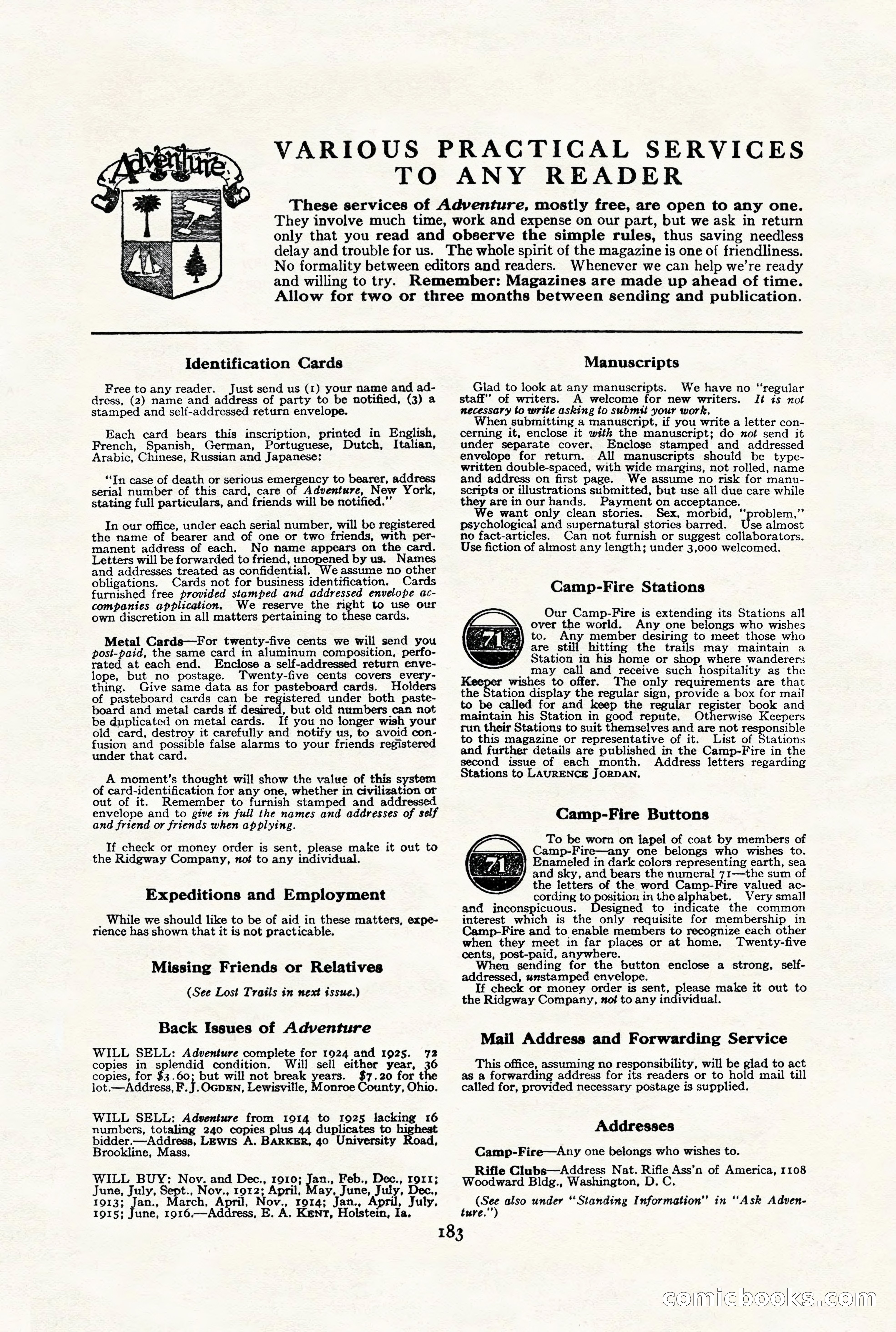 Adventure Magazine, July 23, 1926 — page 187 of 196