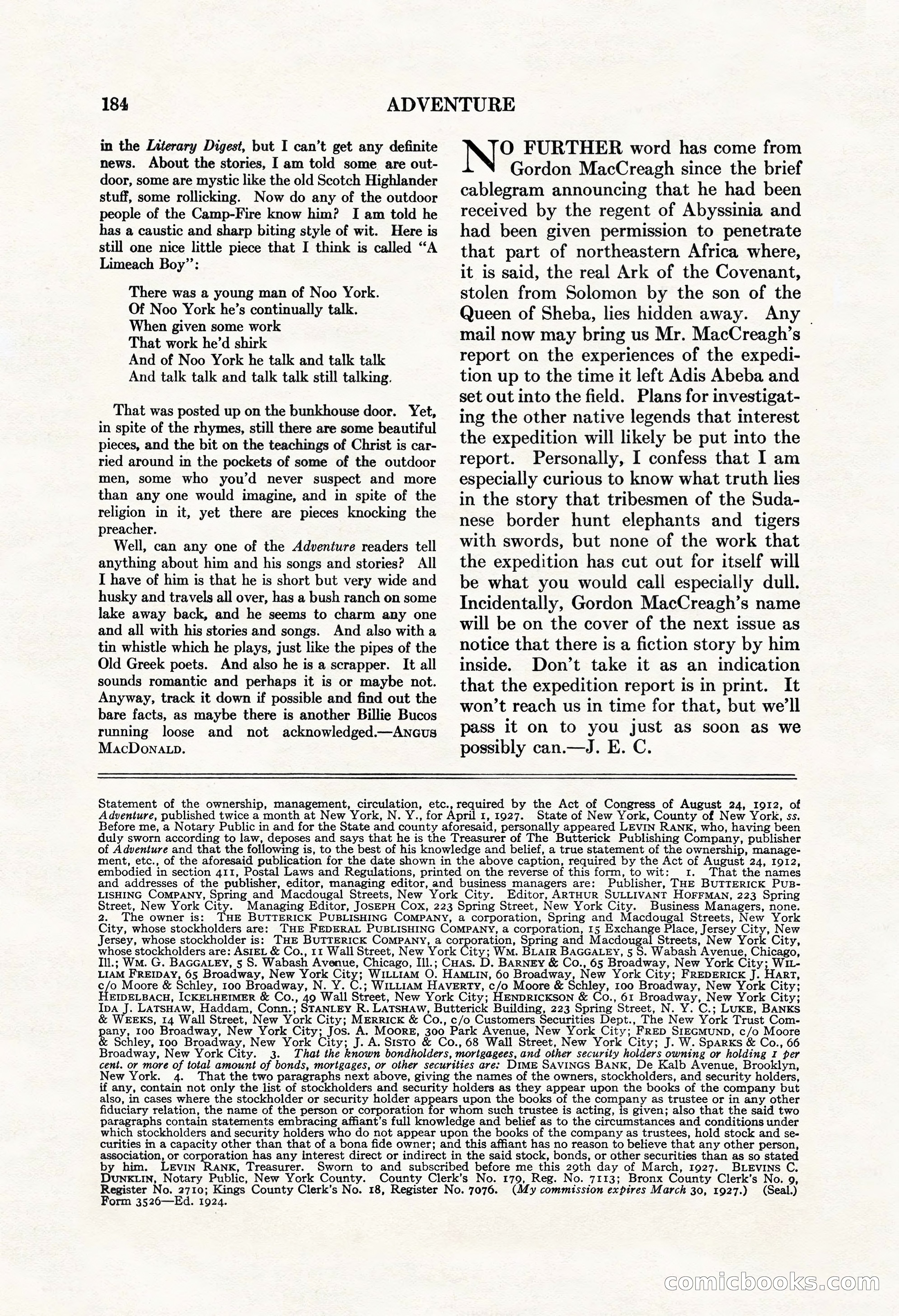 Adventure, June 1, 1927 — page 186 of 206